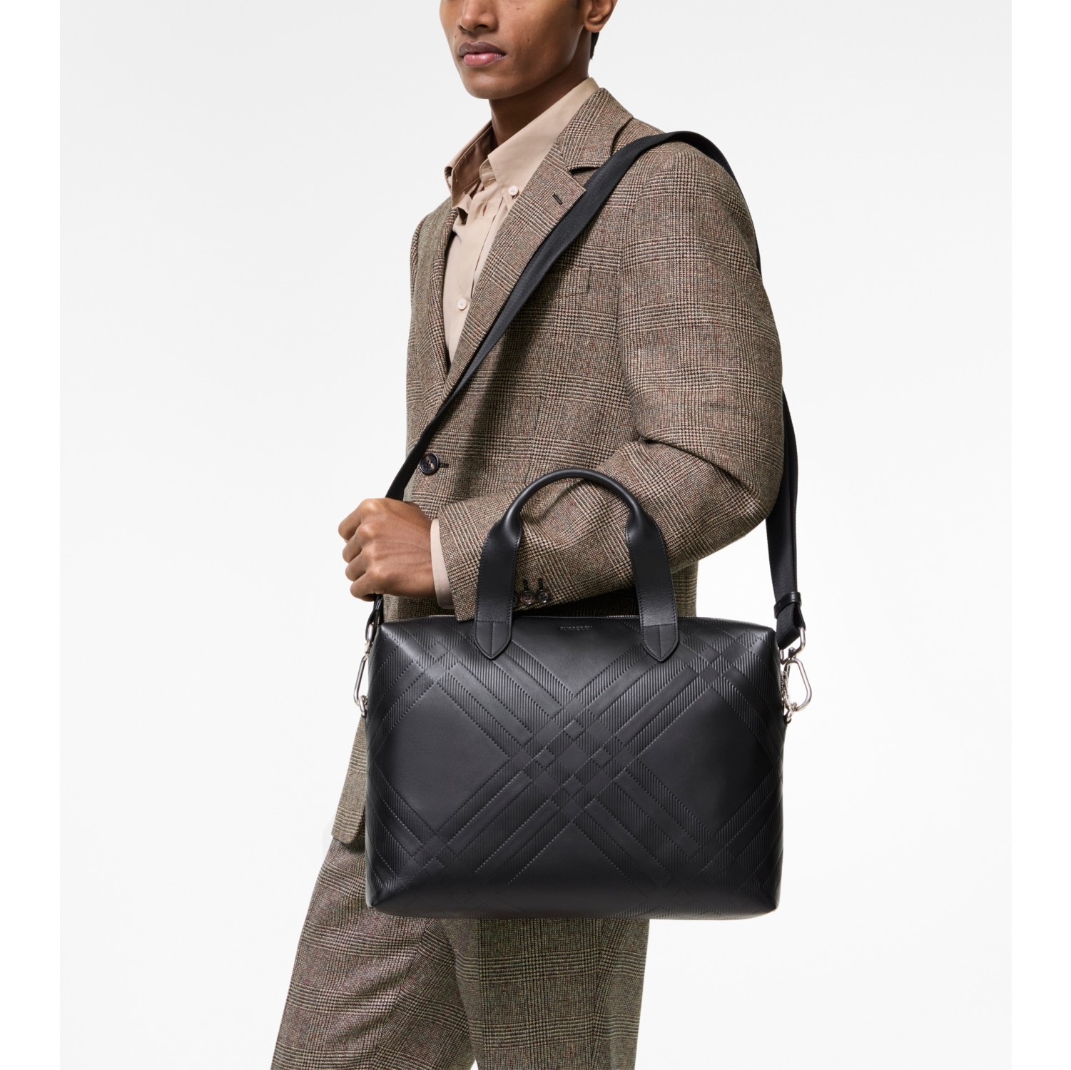 Embossed Check Briefcase