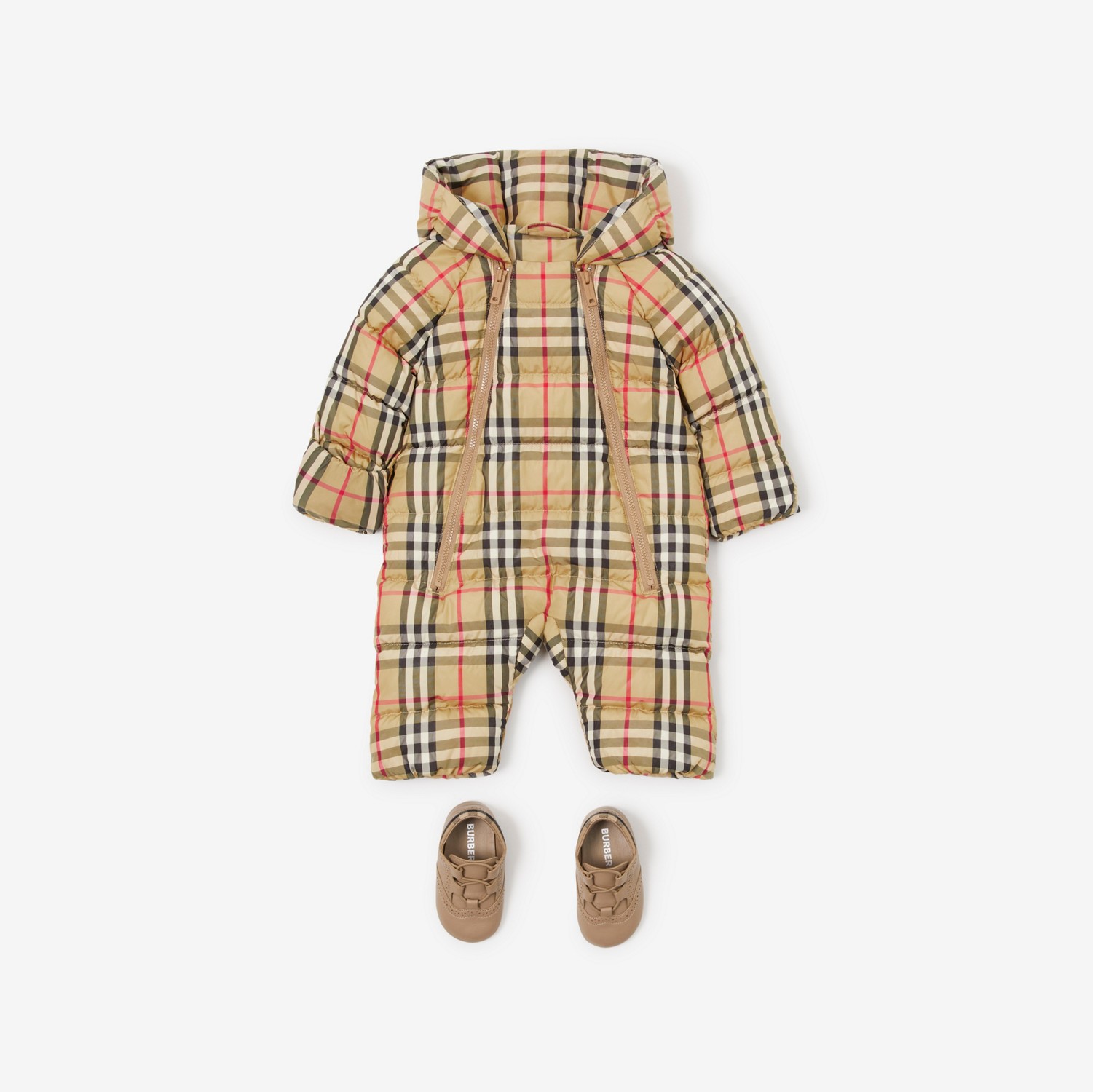Wattierter Anzug in Check mit Kapuze (Vintage-beige) - Kinder | Burberry®