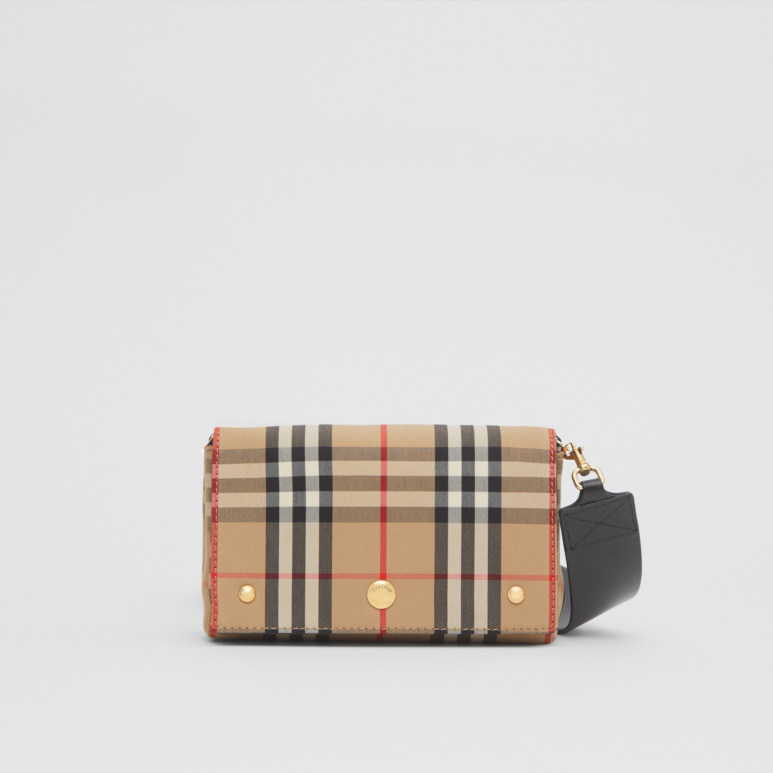 Vintage Check and Leather Small Crossbody Bag in Archive Beige/black - Women | Burberry® Official - 1