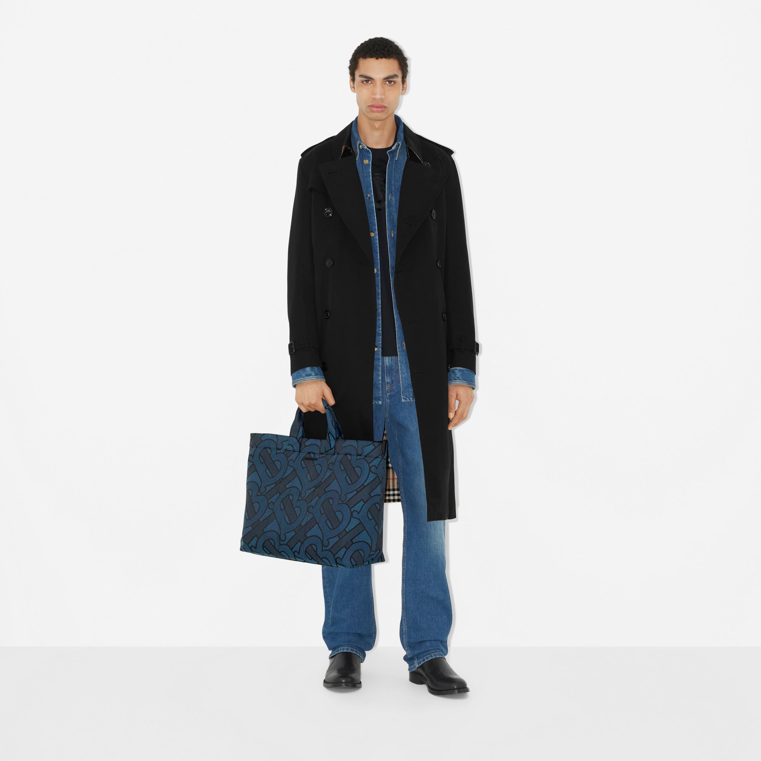 Monogram Jacquard Ormond Tote in Navy - Men | Burberry® Official - 3