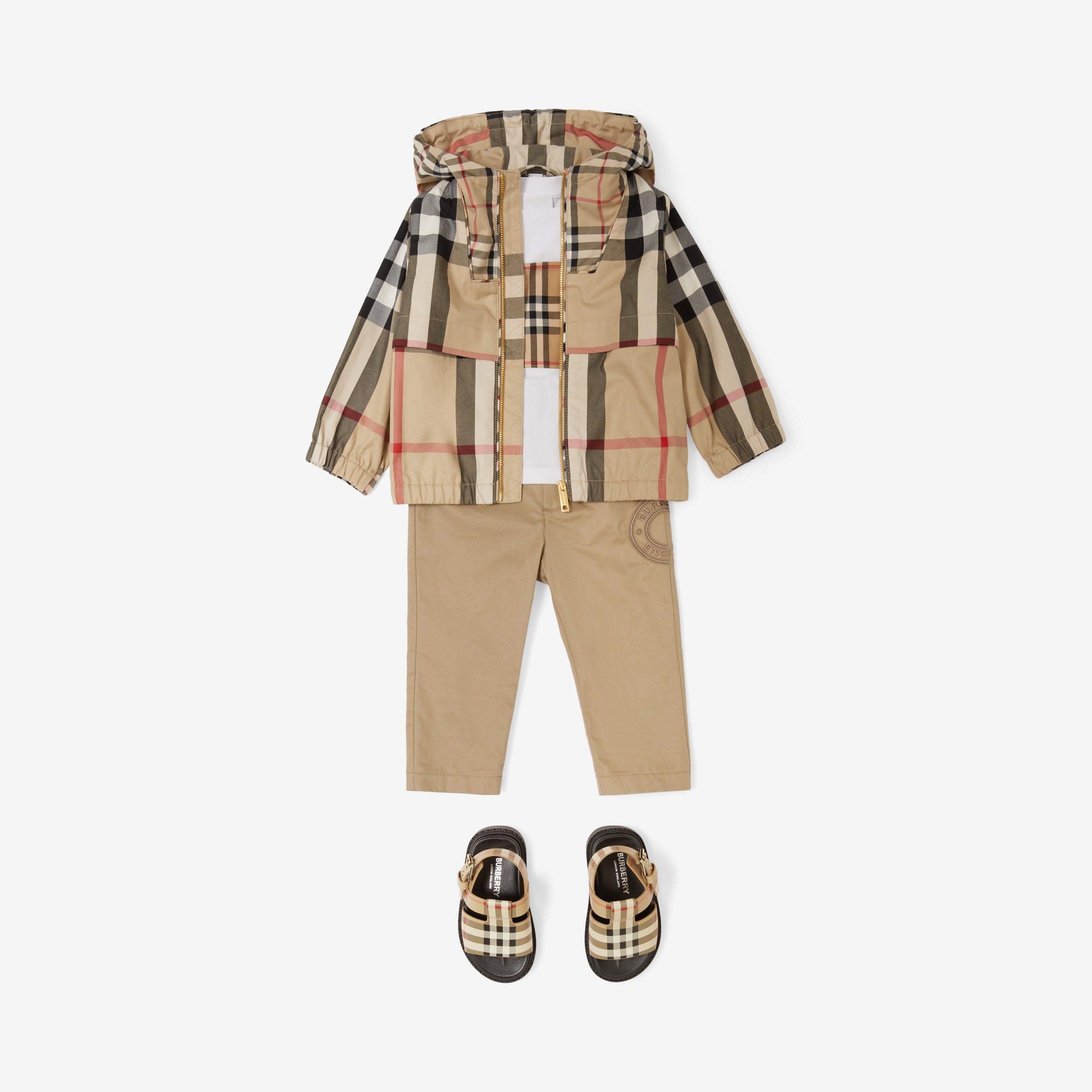 Pantalon en sergé de coton avec logo (Beige D'archive) - Enfant | Site officiel Burberry® - 3