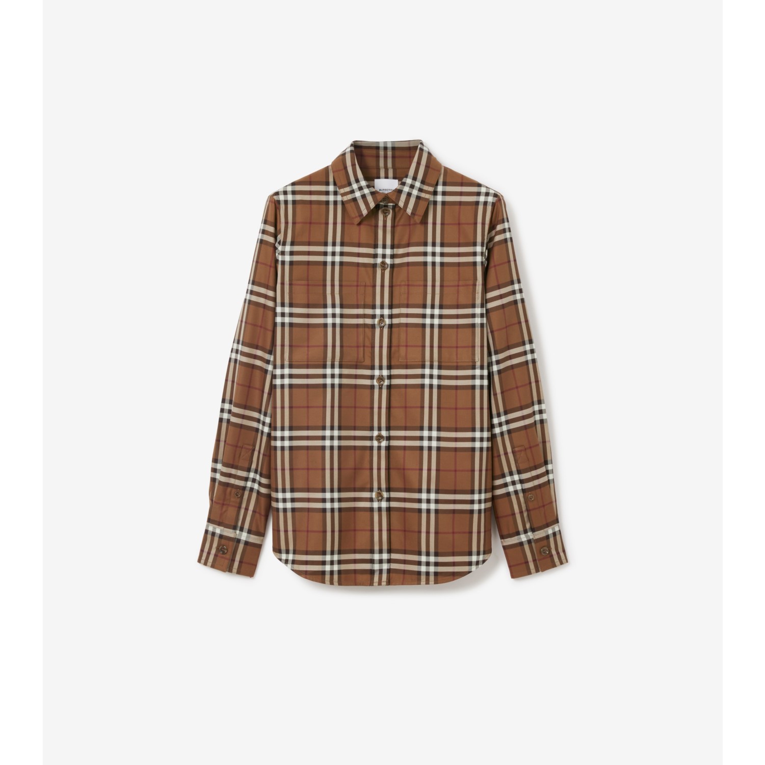 チェック コットンシャツ (ダークバーチブラウン) - ウィメンズ, コットン | Burberry®公式サイト