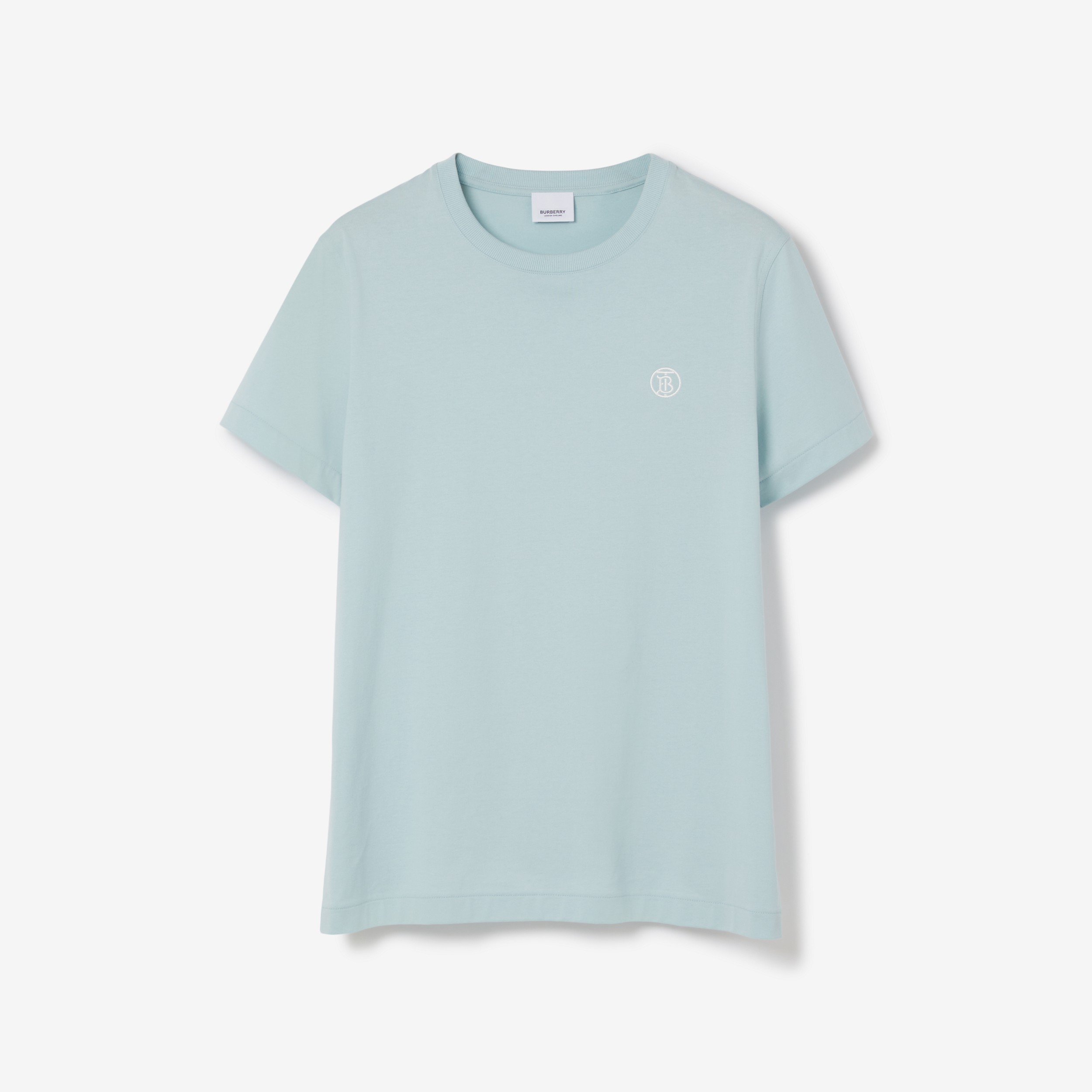 Monogram Motif Cotton T-shirt in Duck Egg Blue - Men | Burberry® Official - 1