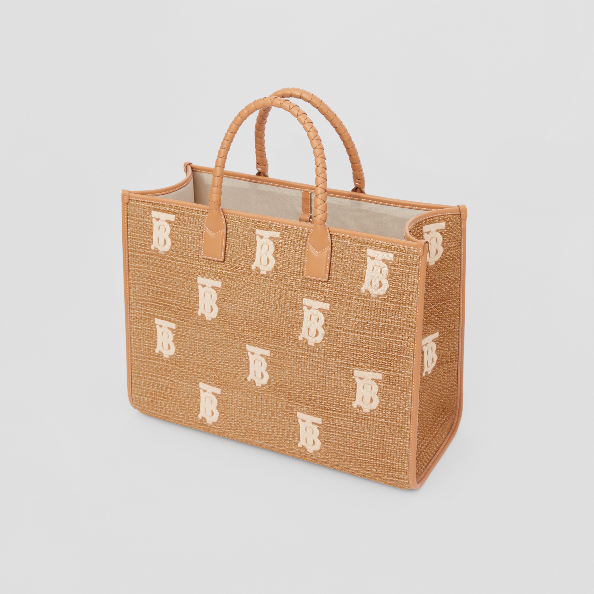 Large Faux Raffia and Leather Freya Tote in Natural - Women | Burberry® Official - 4