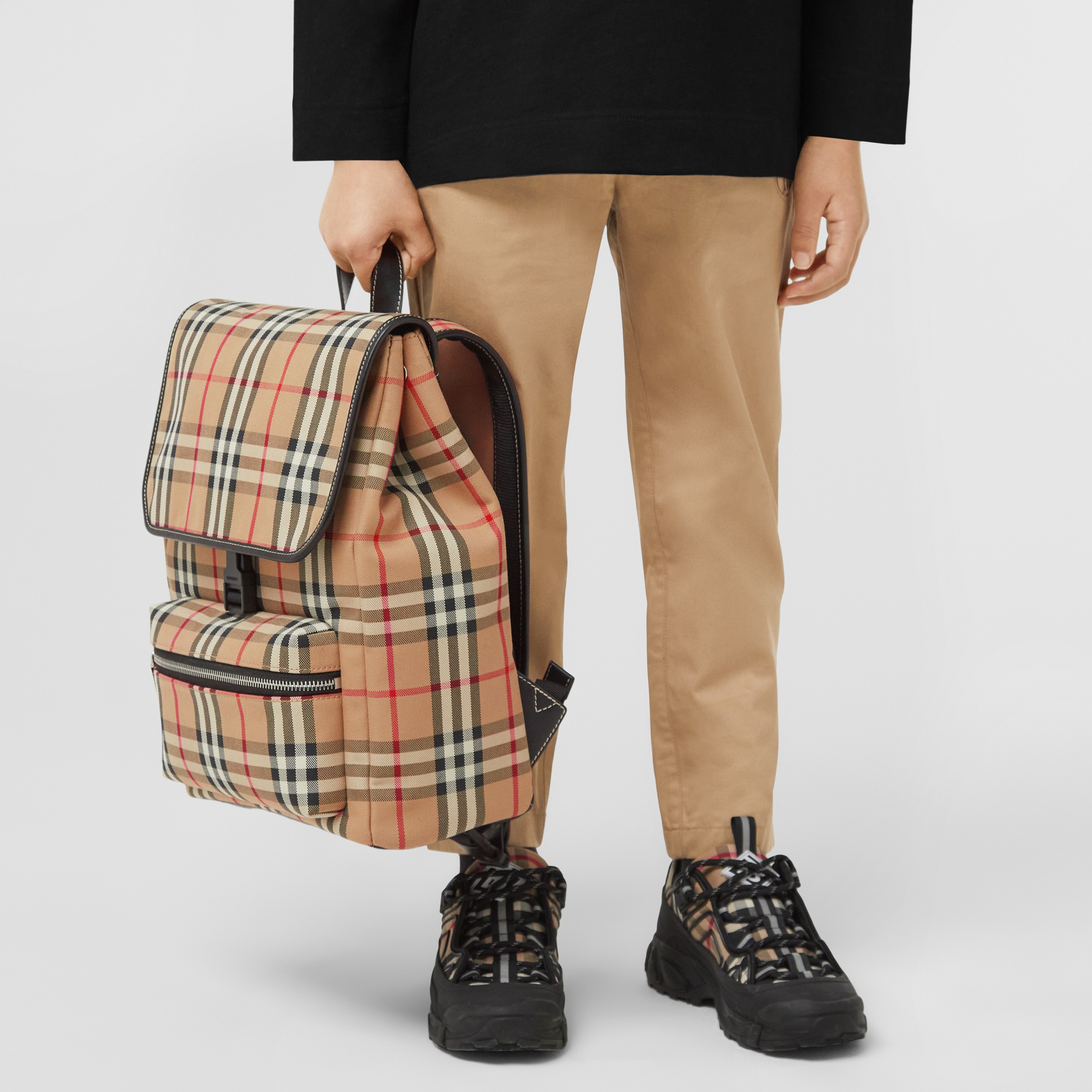 Vintage Check Cotton Backpack in Archive Beige - Children | Burberry® Official - 3