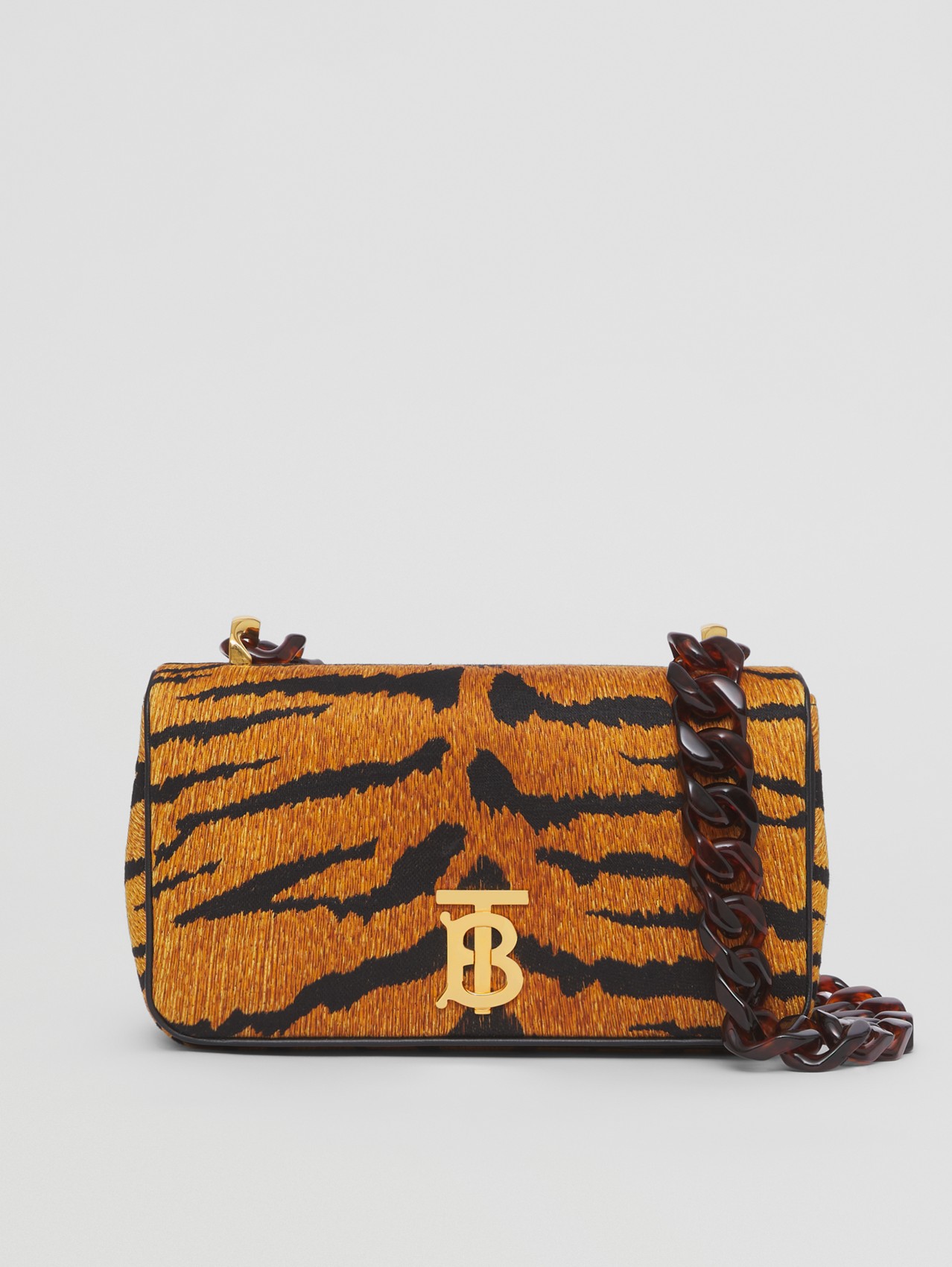 Kleine Handtasche „Lola“ aus Baumwolle mit Tigerstreifen (Schwarz/beige)