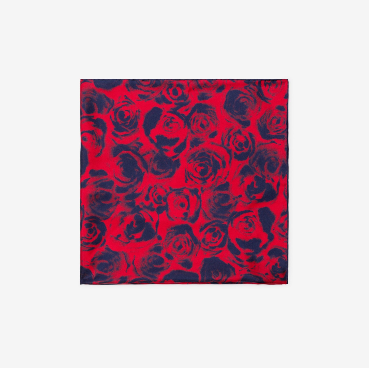 玫瑰印花丝巾 (邮筒红) | Burberry® 博柏利官网