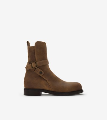 Waxed Suede Ledger Boots​​ in Boat brown - Men | Burberry® Official