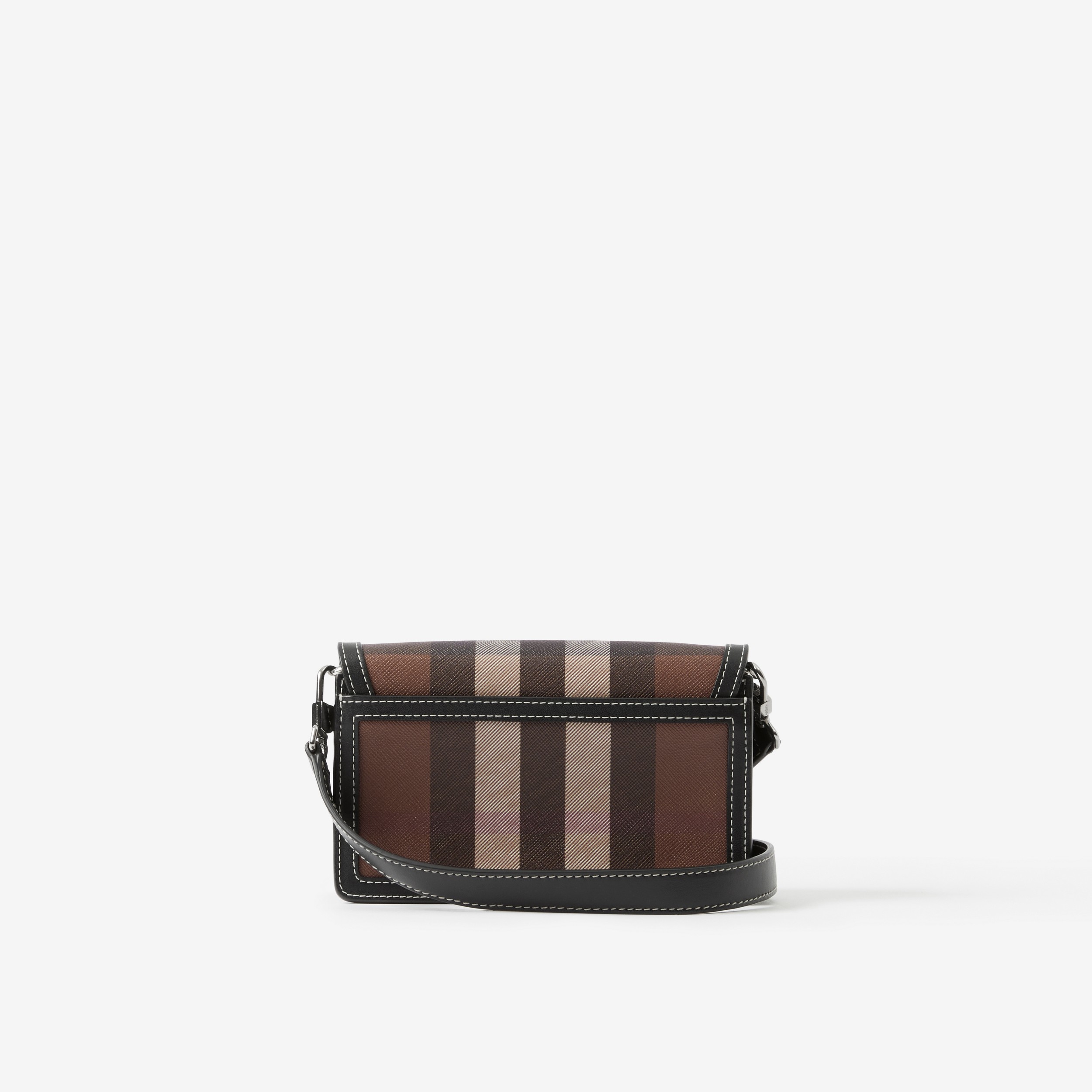 Check and Leather Crossbody Bag in Dark Birch Brown - Men | Burberry® Official - 3