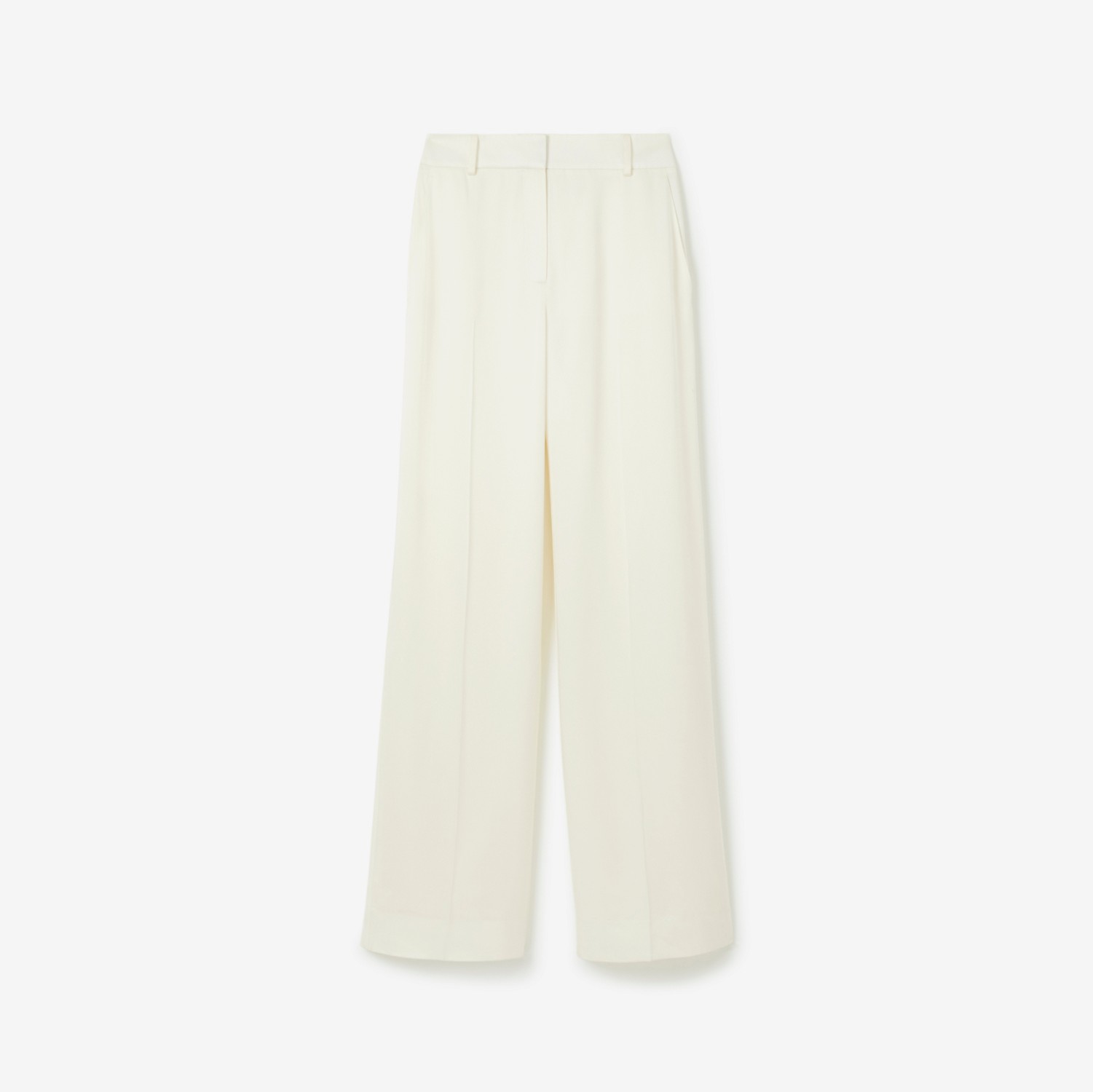 Pantalones de pernera ancha en raso (Blanco Natural) - Mujer | Burberry® oficial