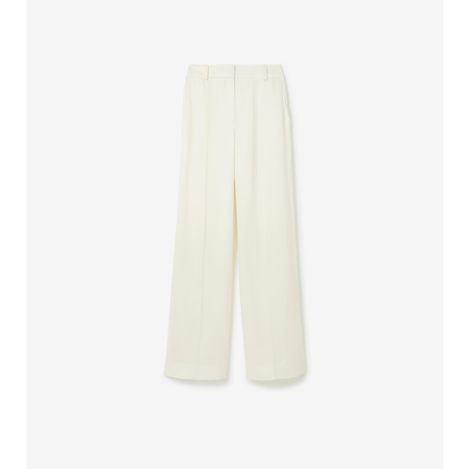 Satin Wide-leg Trousers in Natural White - Women