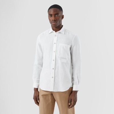 Linen Shirt in White - Men | Burberry 