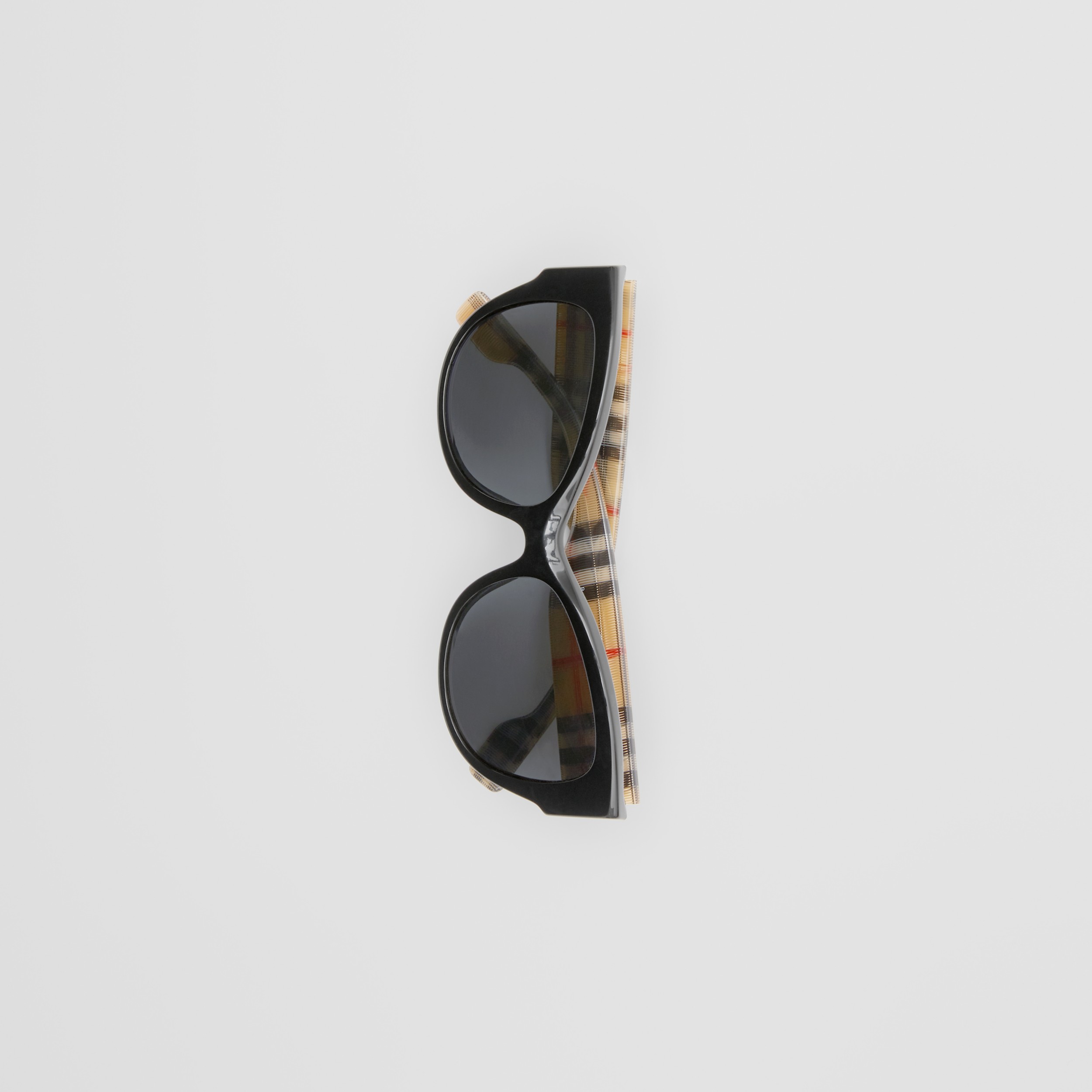 Vintage Check Detail Butterfly Frame Sunglasses in Black/beige - Women |  Burberry® Official