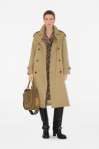 Woman wearing Long Castleford Trench Coat