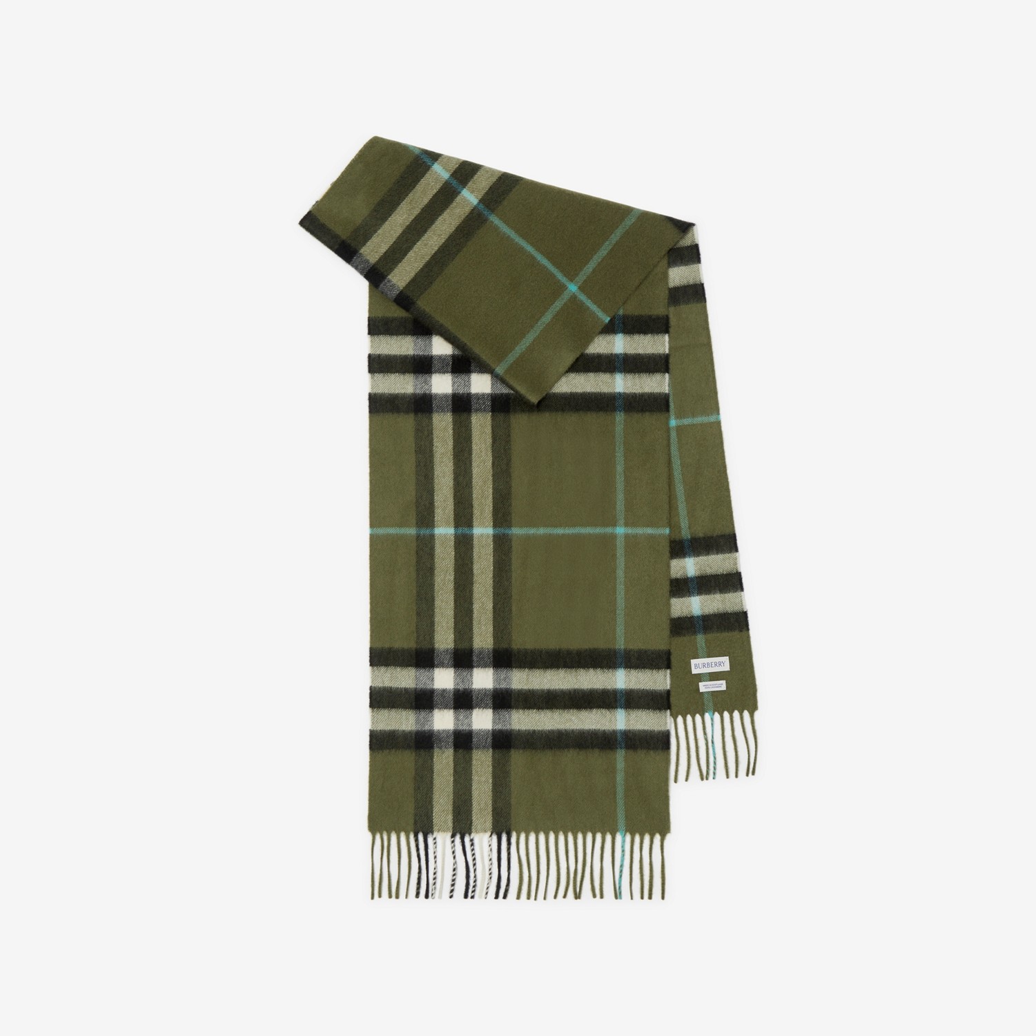 Burberry 格纹羊绒围巾 (灌木绿) | Burberry® 博柏利官网