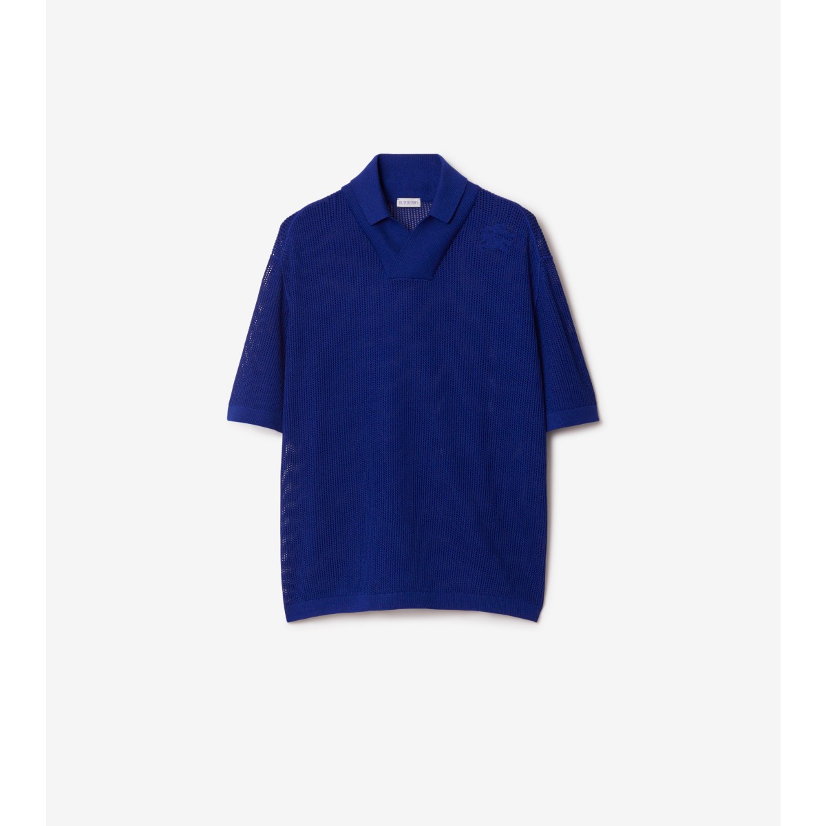 Shop Burberry Silk Cotton Mesh Polo Shirt In Knight