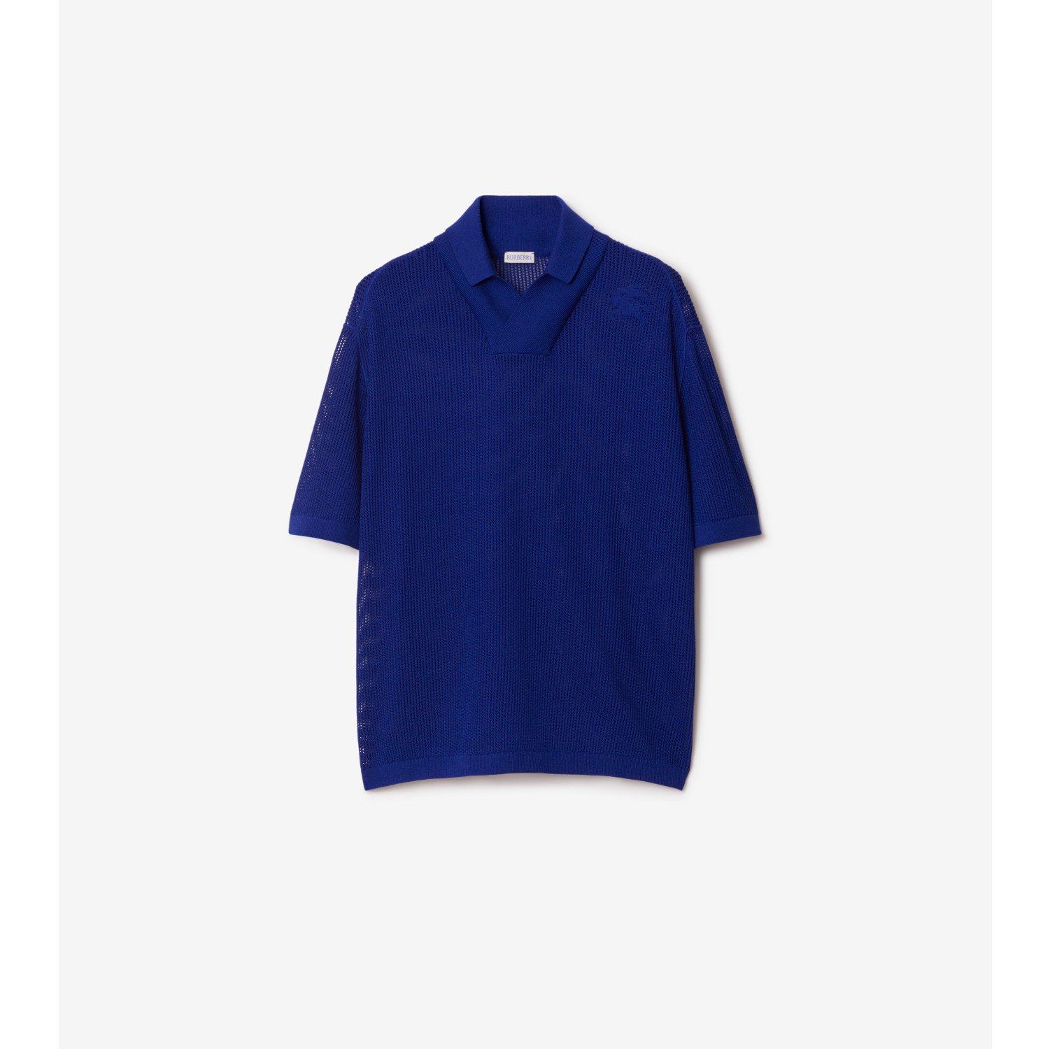 Blue ribbed knit polo - Made in Italy