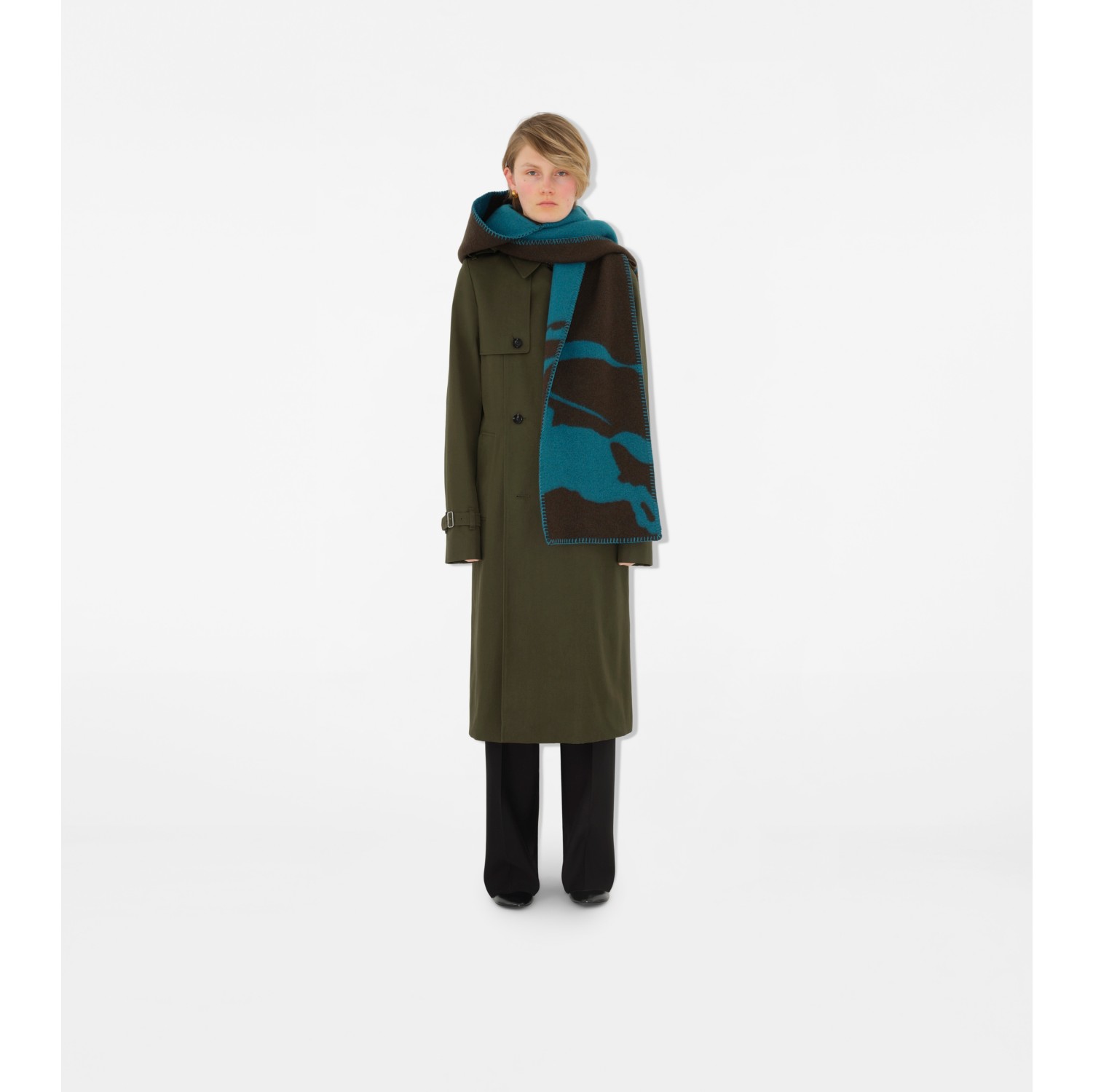 EKD Wool Hooded Scarf in Kingfisher/snug | Burberry® Official