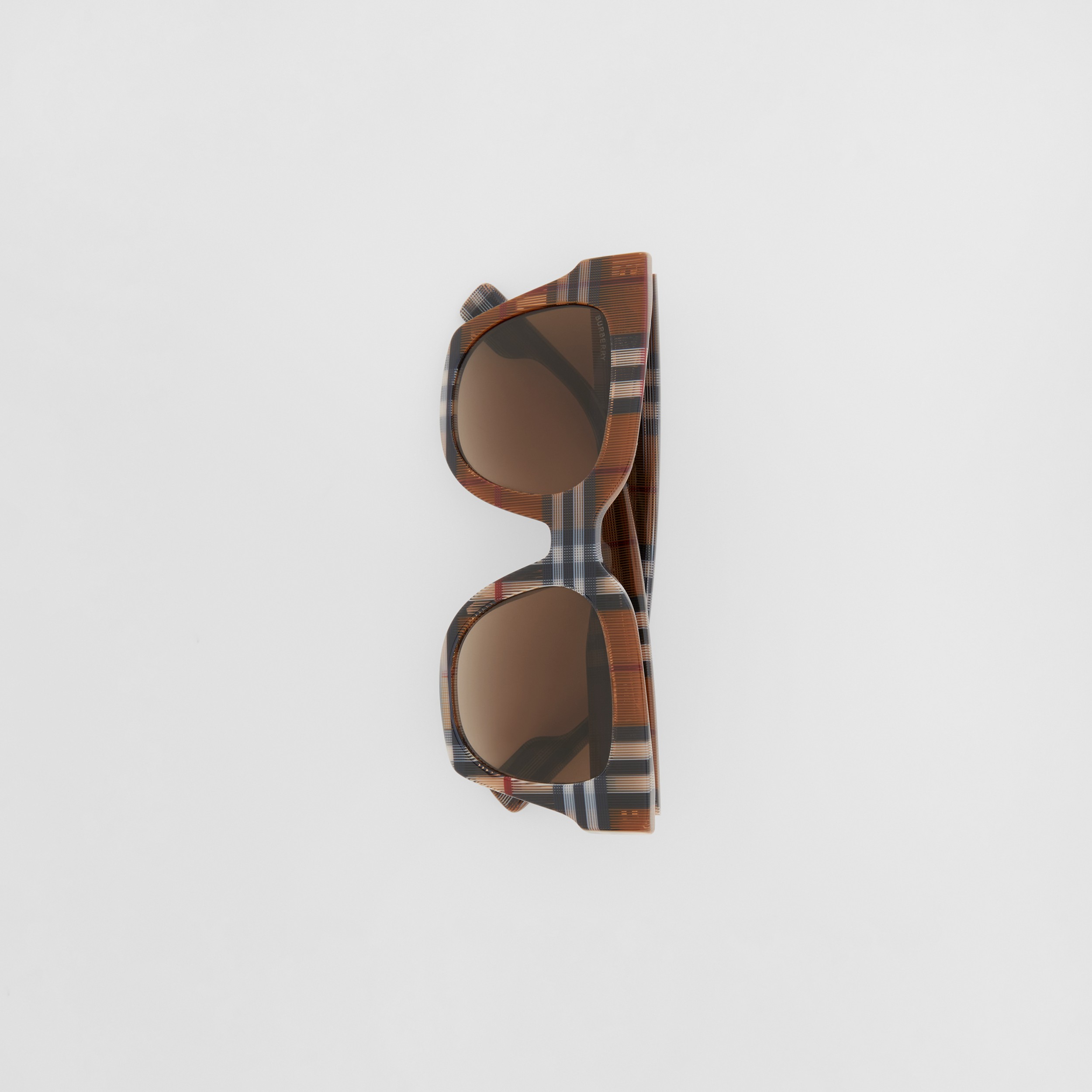 Check Bio-acetate Square Frame Sunglasses in Birch Brown - Women | Burberry® Official - 4