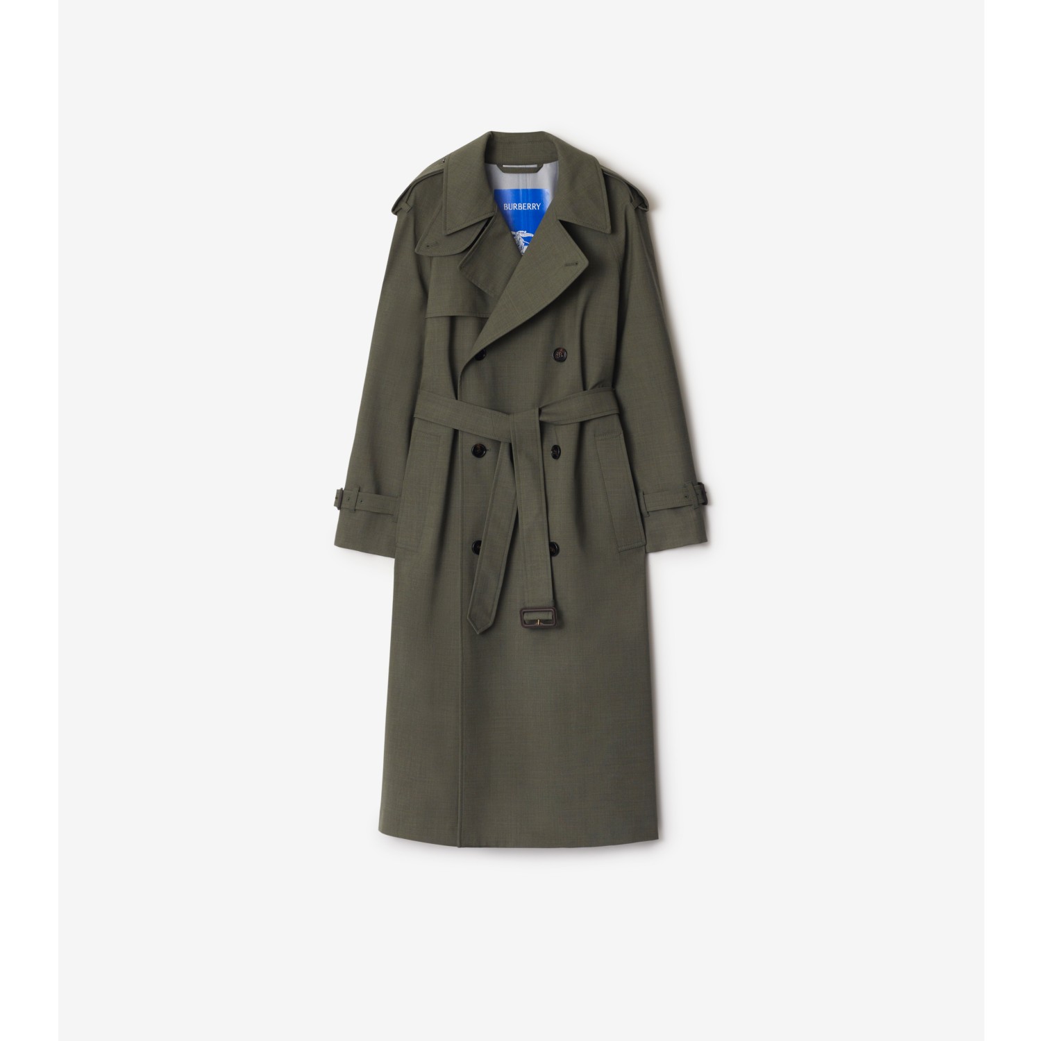 Trench coat longo de lã stretch