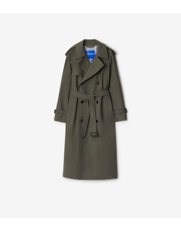 Long Stretch Wool Trench Coat