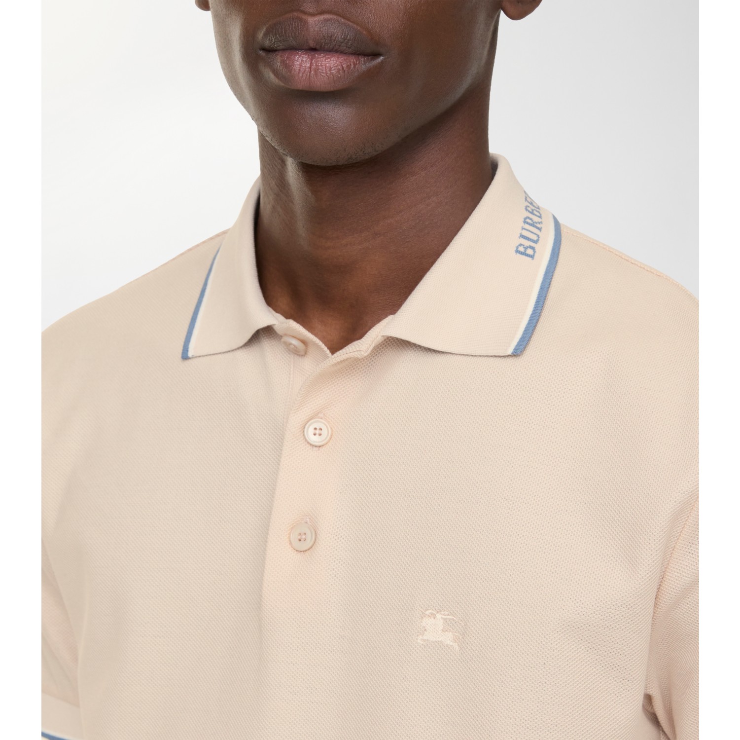 Logo Collar Cotton Polo Shirt in Calico beige - Men | Burberry® Official