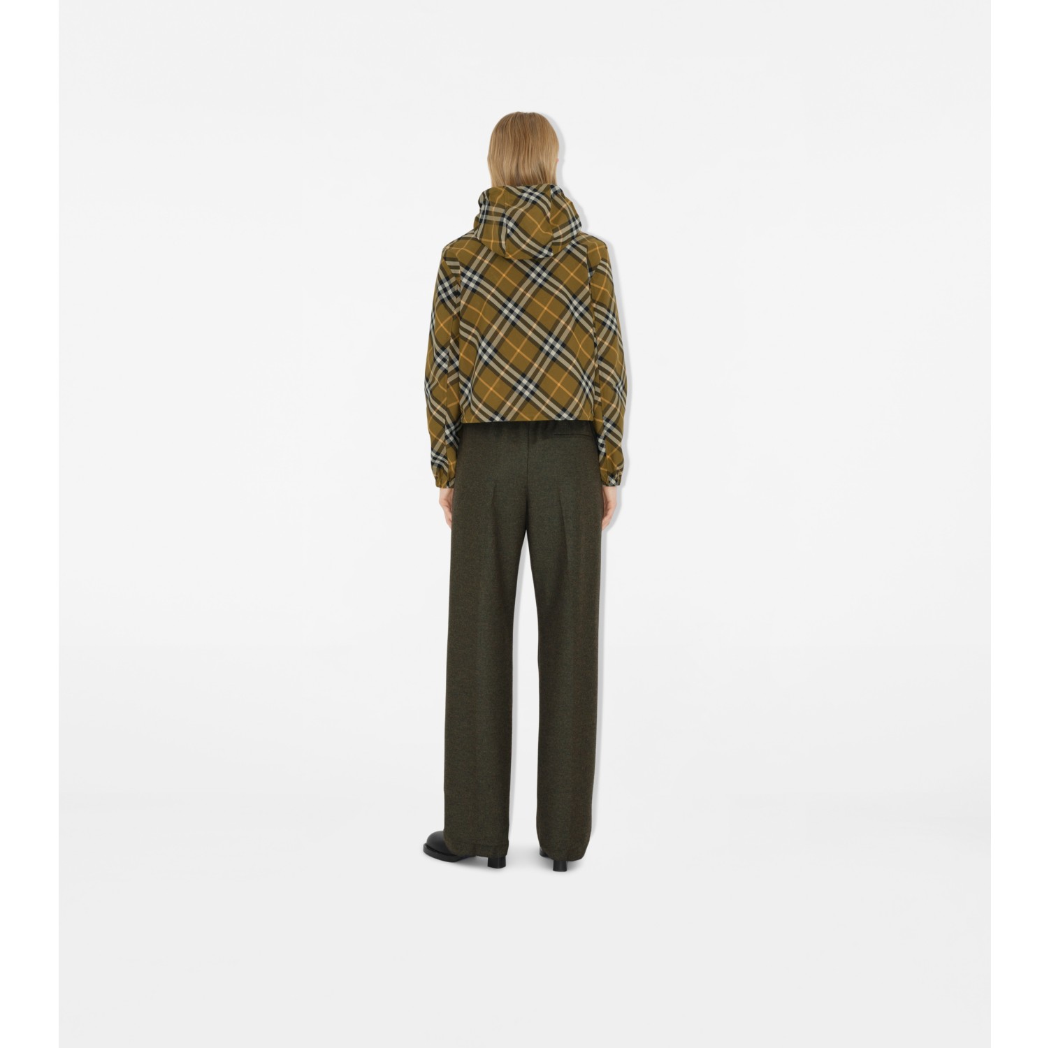 Cropped Reversible Check Jacket