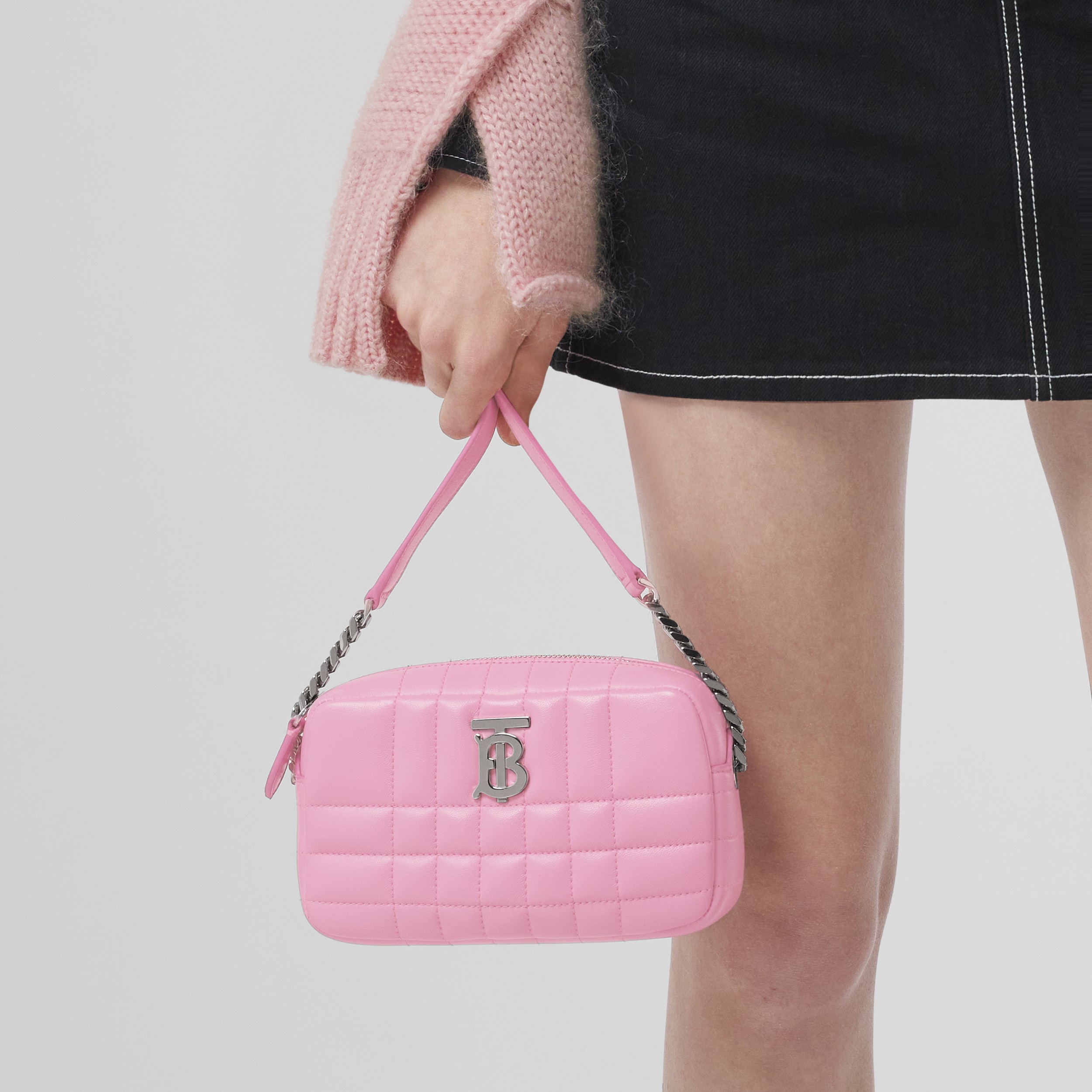 Quilted Leather Mini Lola Camera Bag in Primrose Pink - Women | Burberry® Official - 3