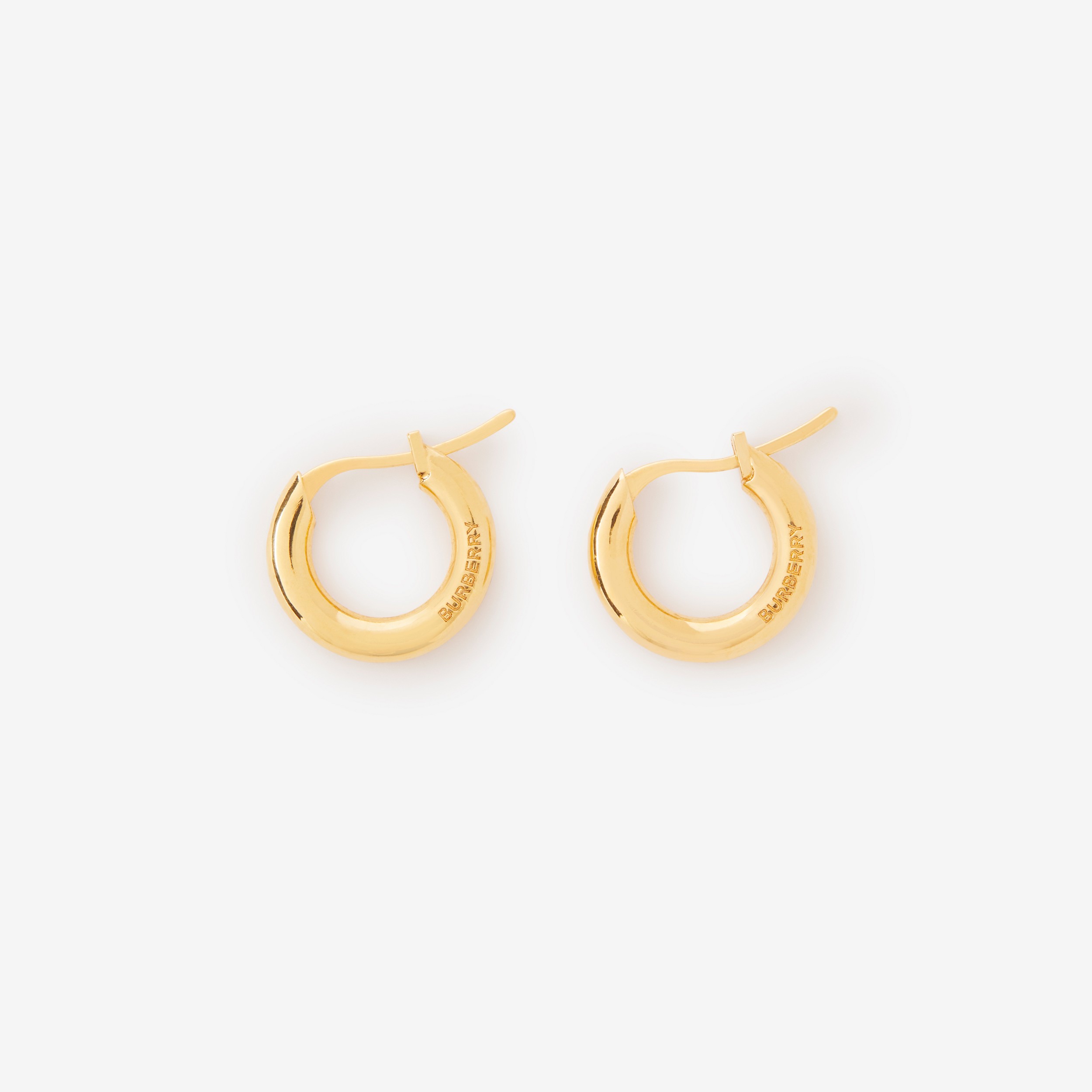 Logo Detail Gold-Plated Hoop Earrings in Light - Women | Burberry® Official - 3