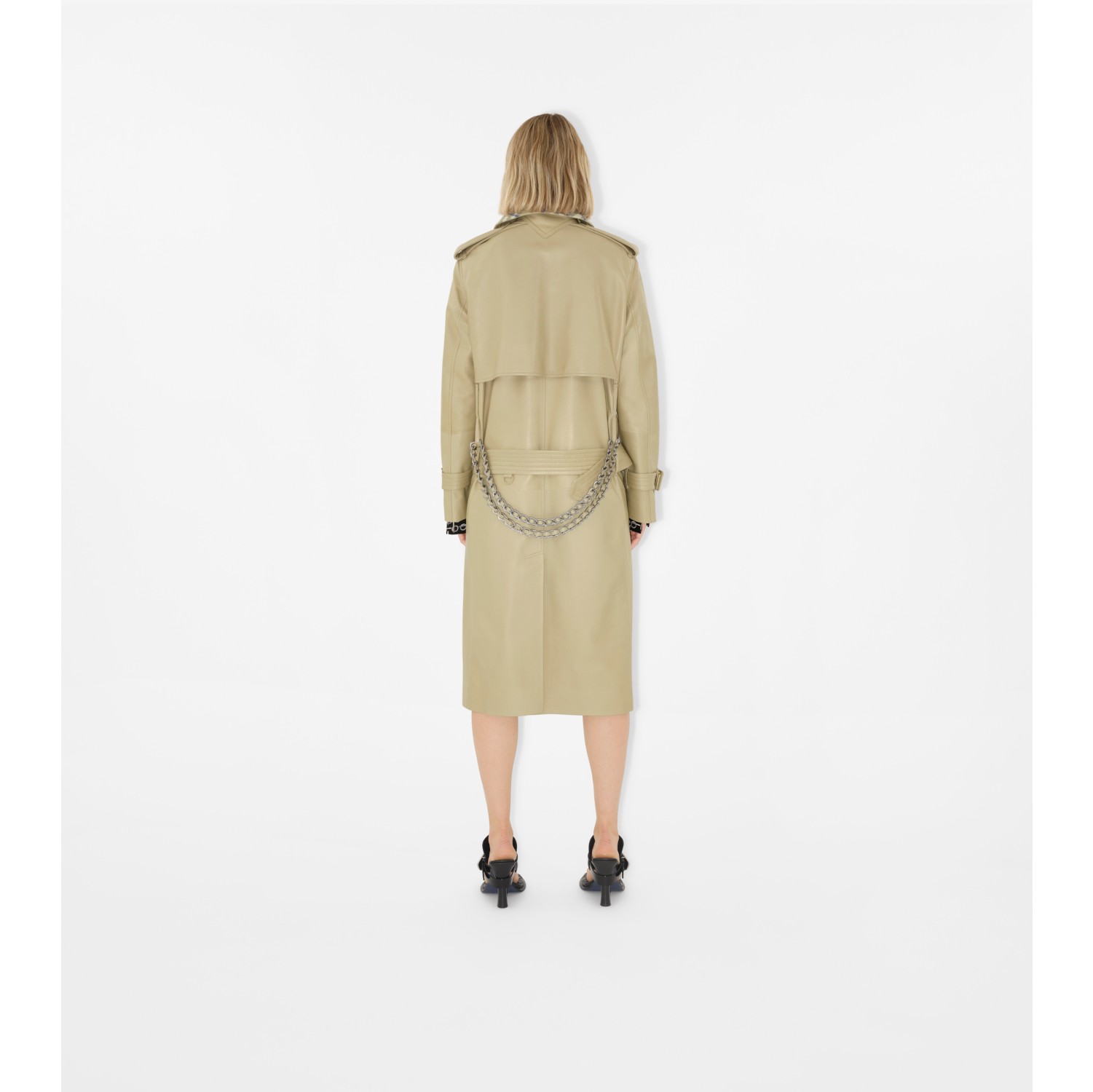Long Leather Trench Coat in Hunter Women Burberry® Official