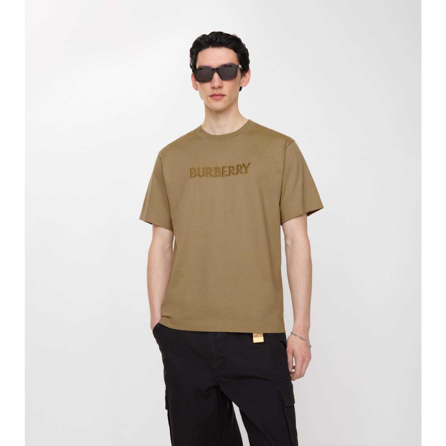 Logo Cotton T-shirt in Sparrow beige - Men | Burberry® Official