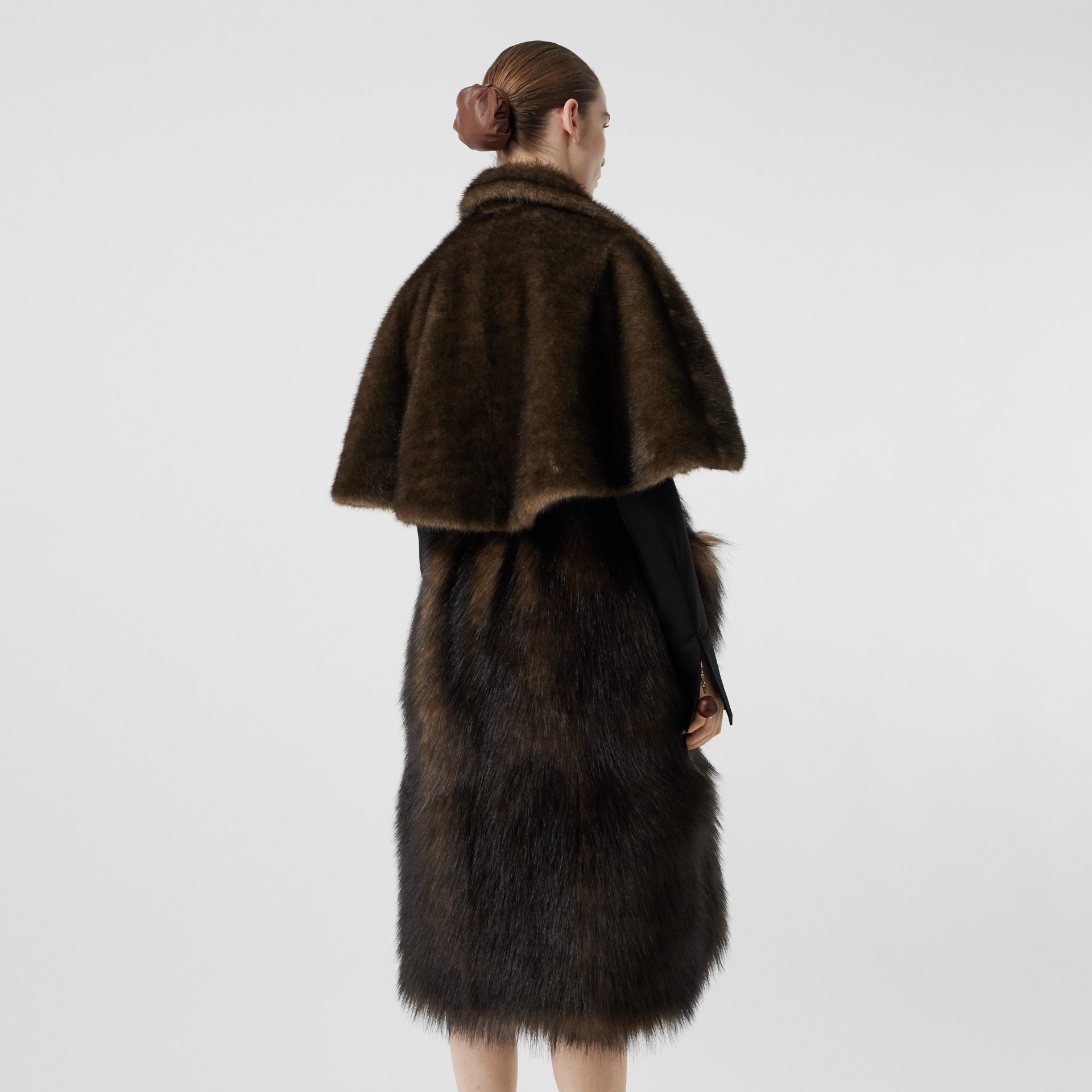 Faux Fur Cape Coat in Brown - Women | Burberry United States