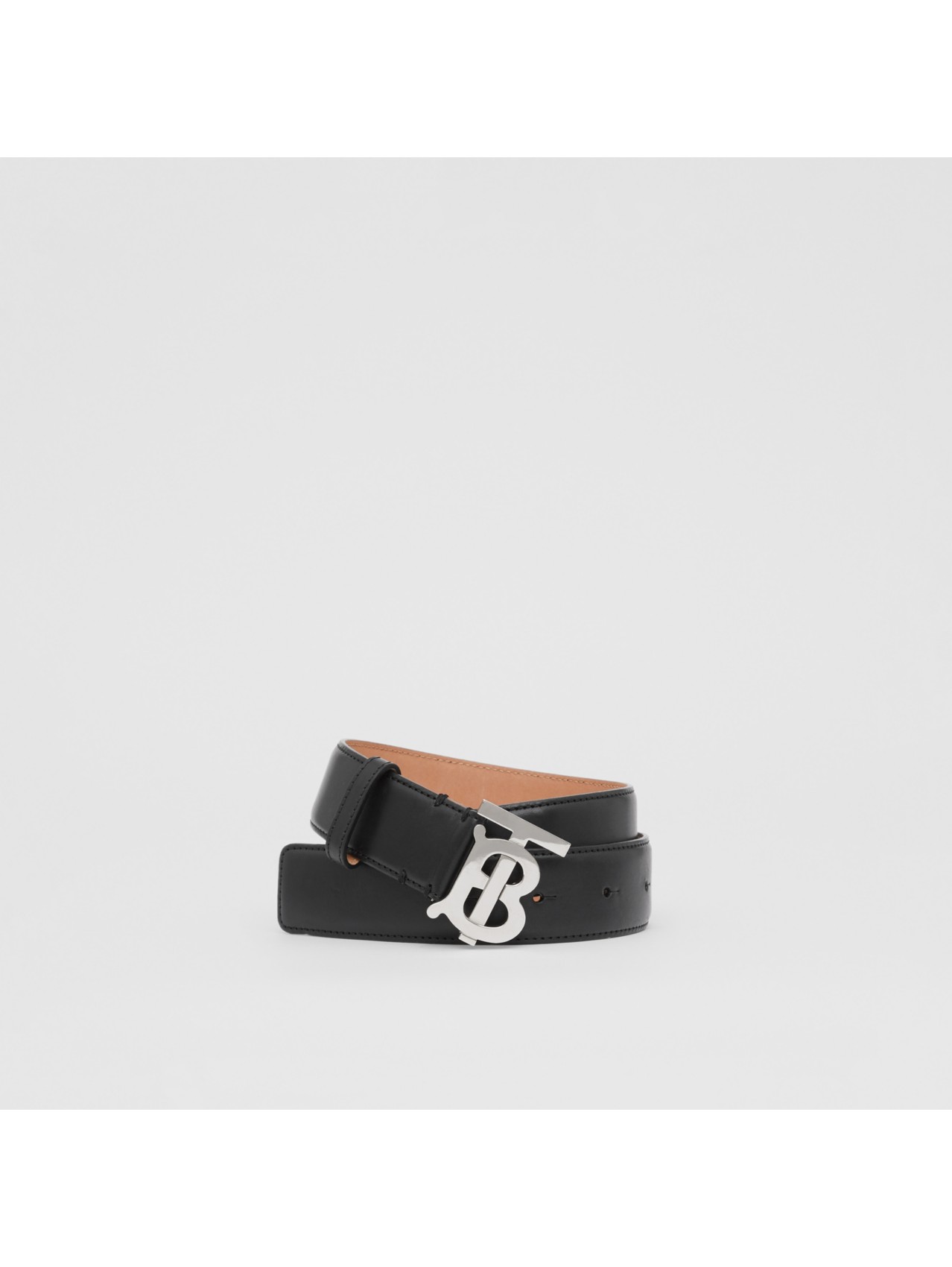 Monogram Motif Leather Belt in Black/palladium Grey - Women