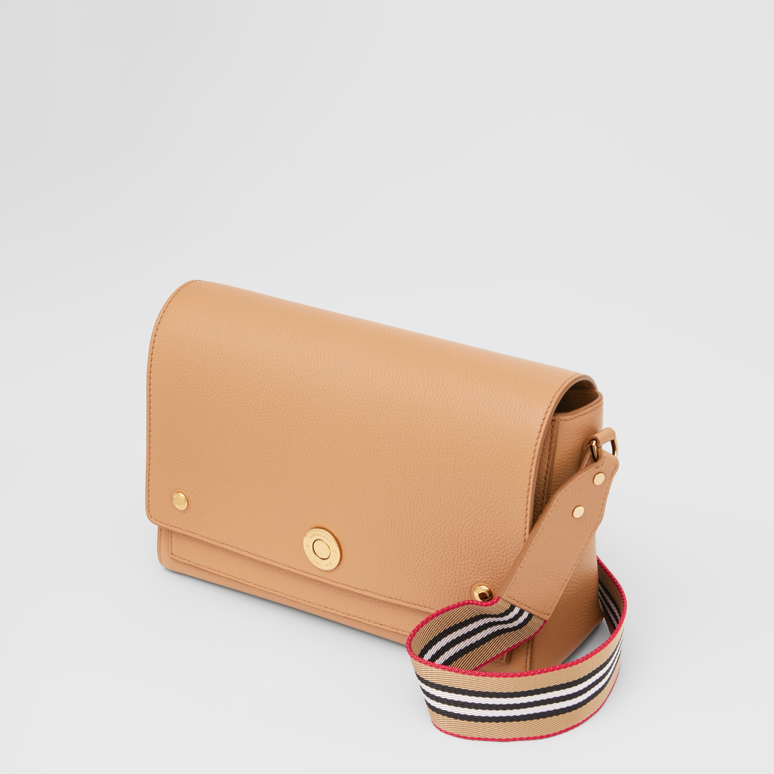 Grainy Leather Note Crossbody Bag in Camel Women Burberry United States