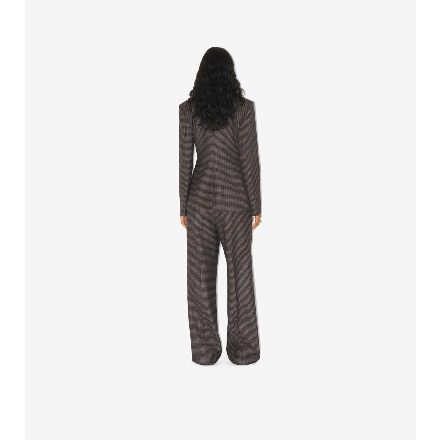Wollhose mit weiter Beinpartie und kleinem Hahnentrittmuster (Grau/rot Meliert) - Damen | Burberry®