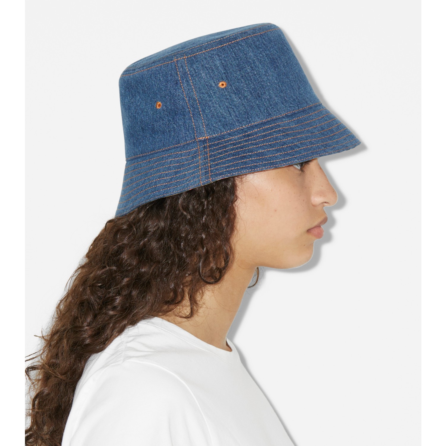 Burberry Monogram Print Denim Bucket Hat In Denim Blue Ip Pttn