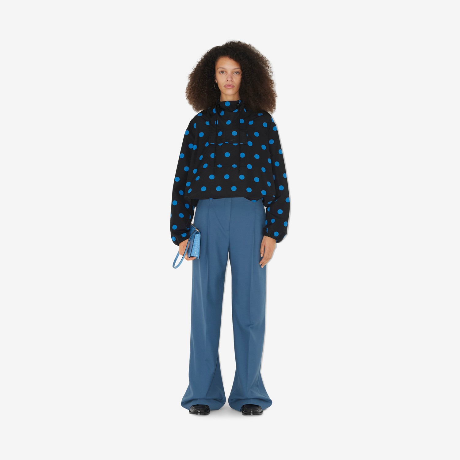 Polka Dot Nylon Jacquard Oversized Jacket in Vivid Blue - Women | Burberry® Official