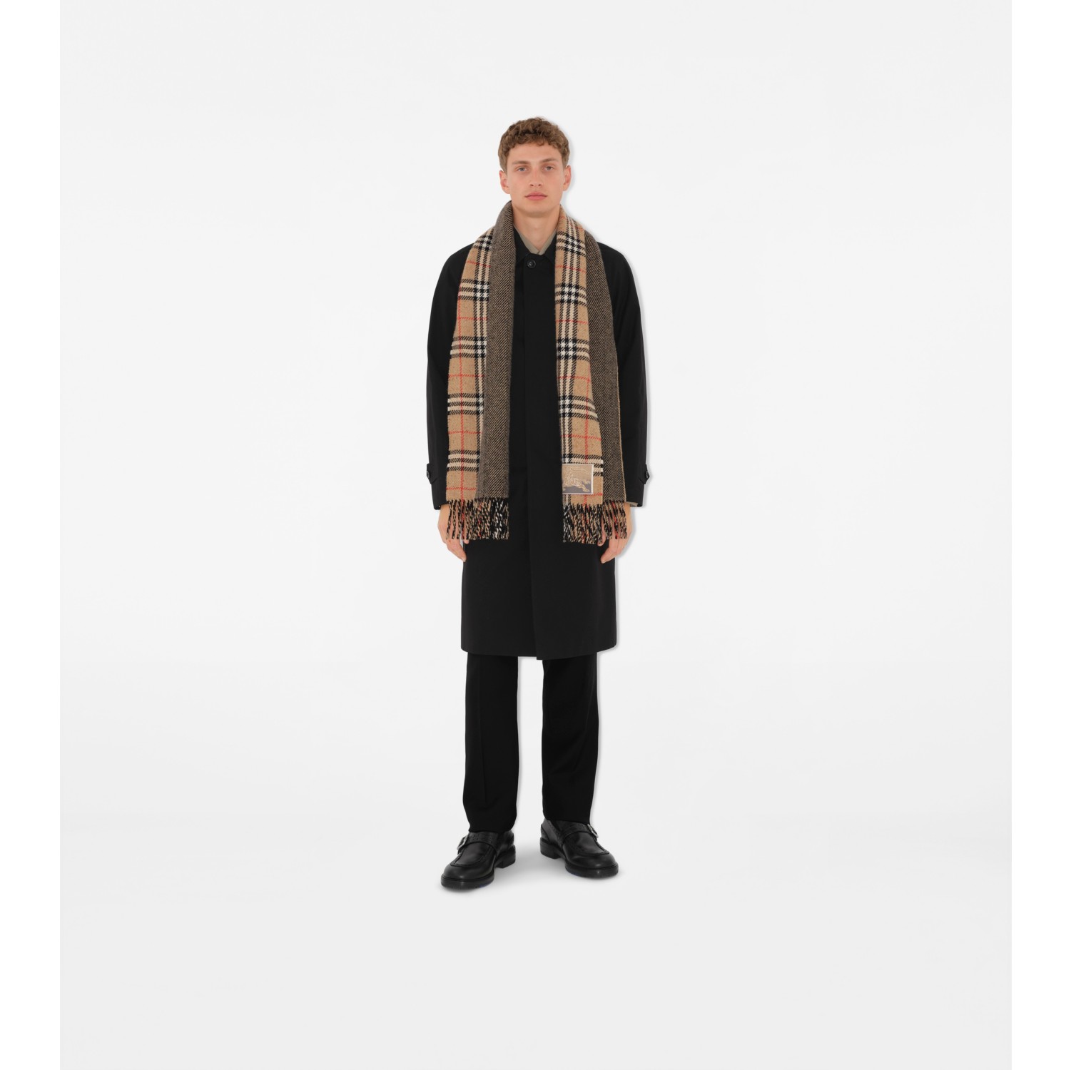 Reversible Check Cashmere Wool Scarf