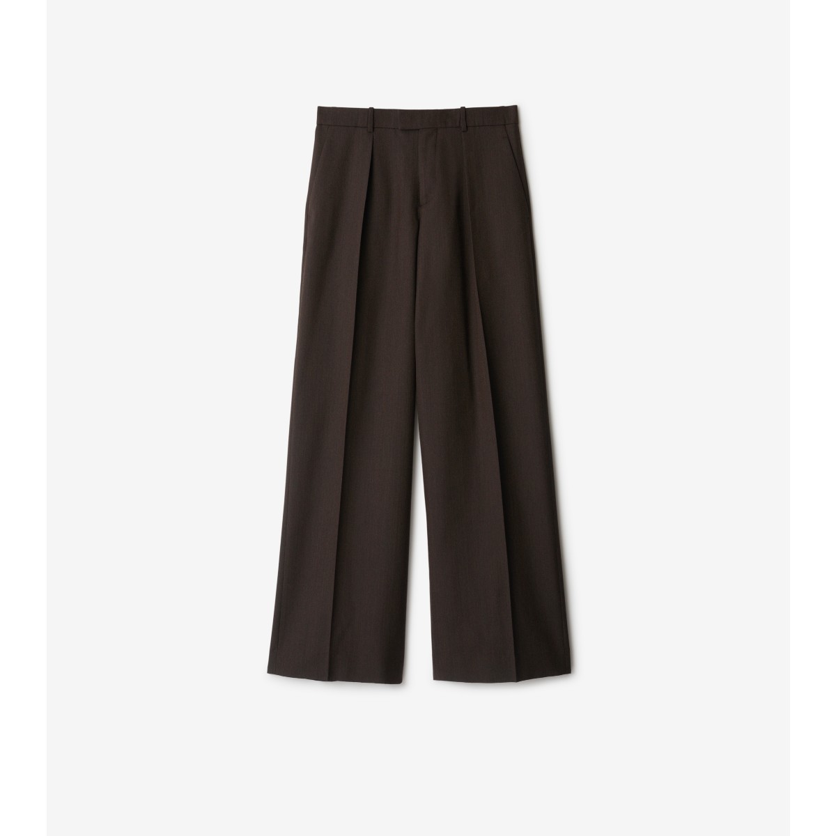 Shop Burberry Wool Tailored Trousers In Brown/black