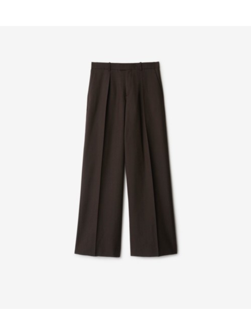 Burberry Wool Tailored Trousers In Brown