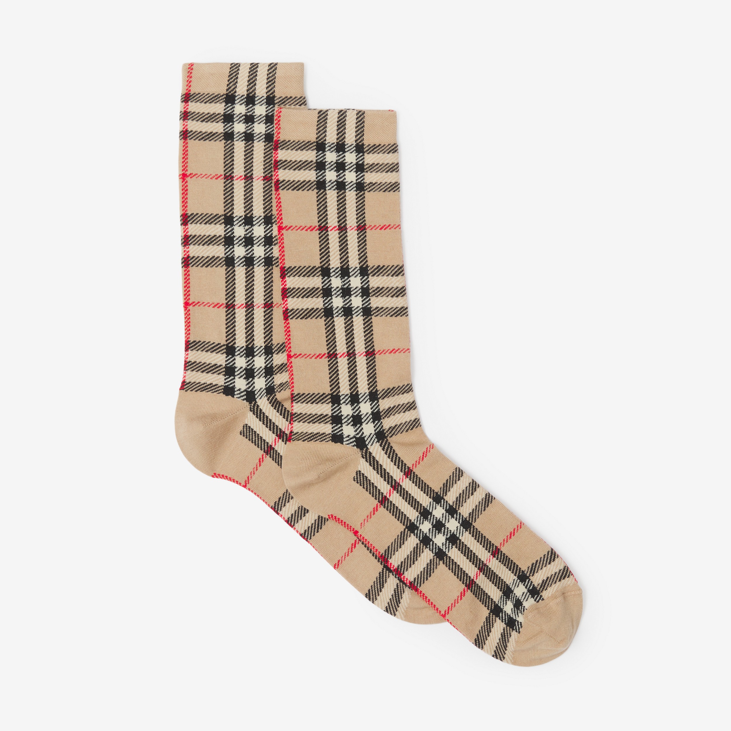 Vintage Check Intarsia Cotton Cashmere Blend Socks in Archive Beige | Burberry® Official - 3