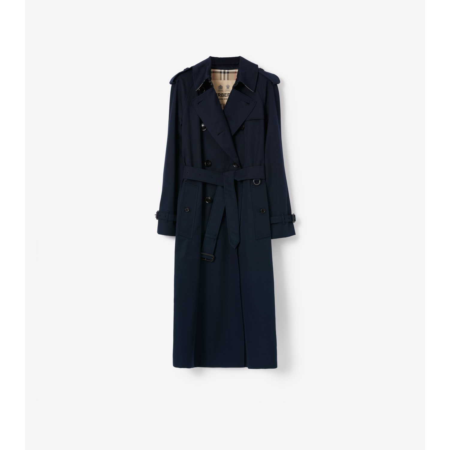 Long Waterloo Heritage Trench Coat in Coal blue - Women, Cotton Gabardine |  Burberry® Official