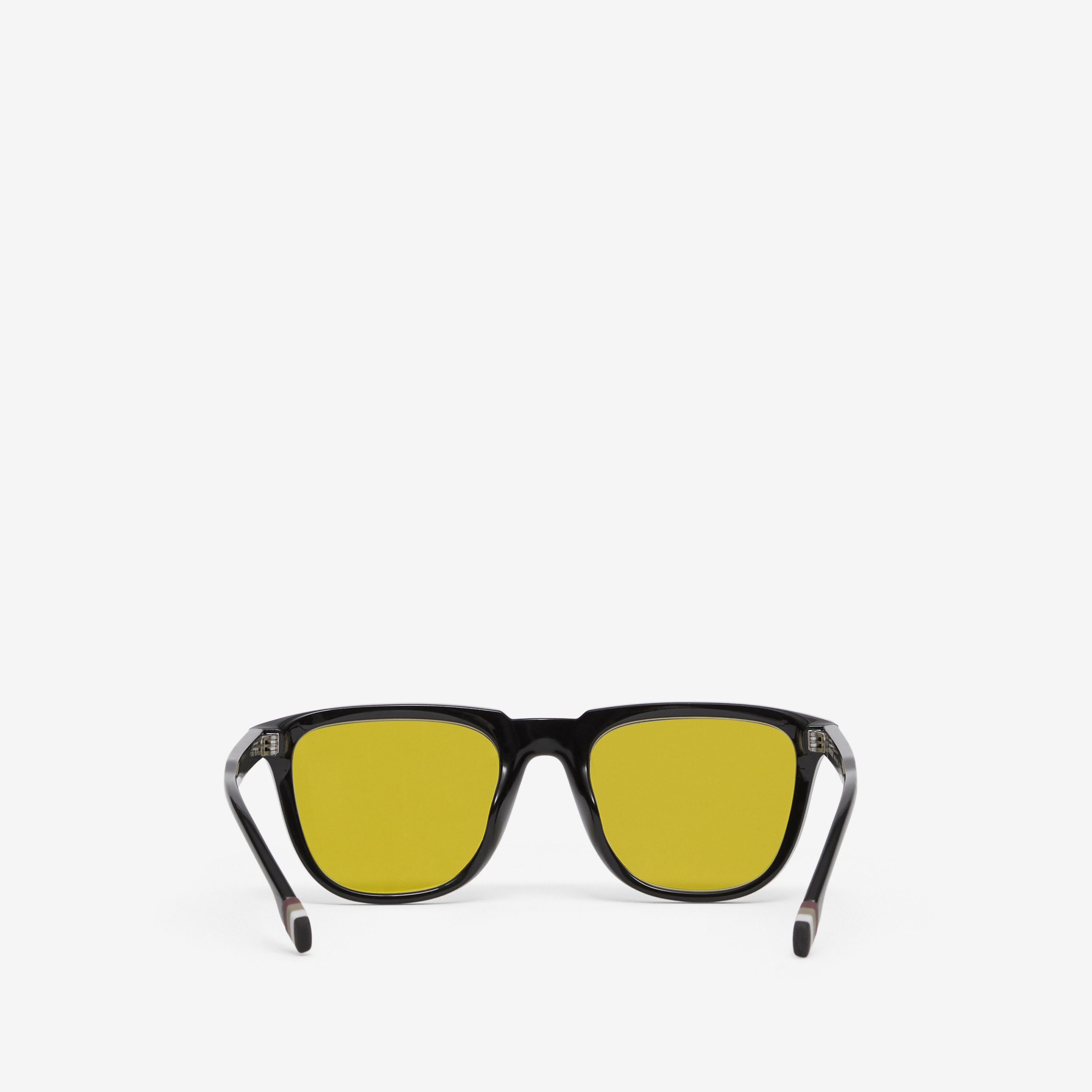 Stripe Detail Square Frame Sunglasses in Black/yellow - Men | Burberry® Official - 3