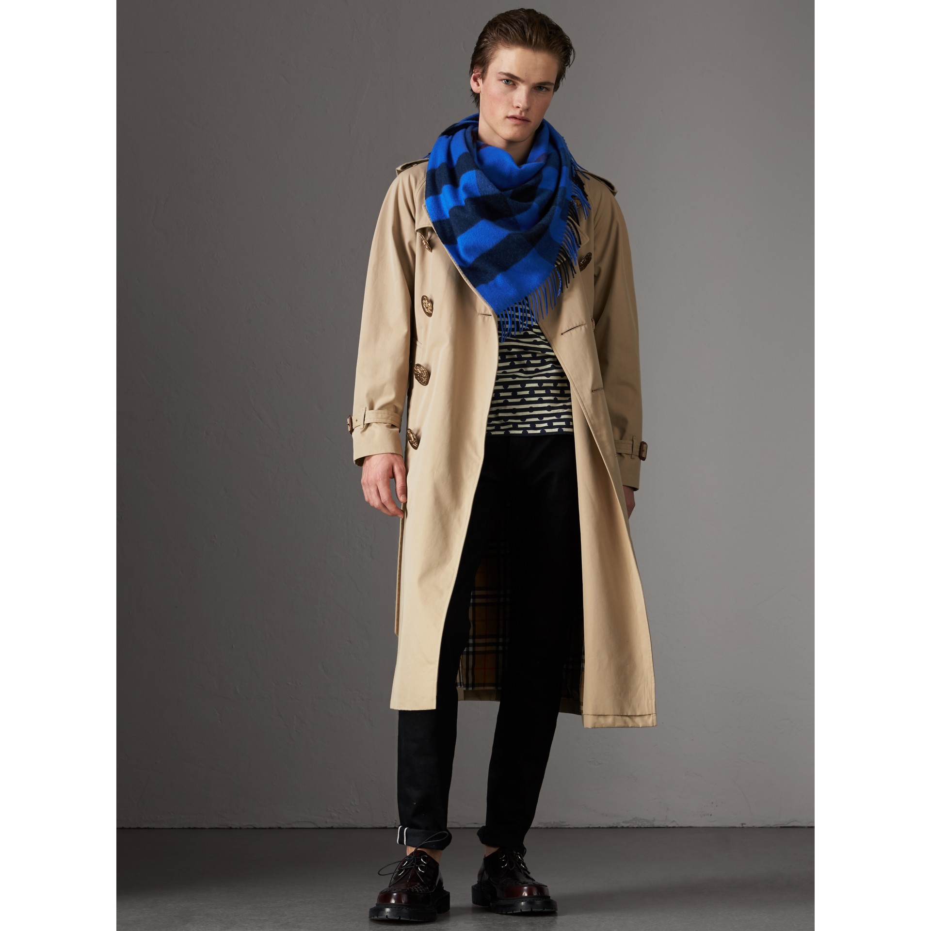 The Burberry Bandana in Check Cashmere in Bright Blue | Burberry United ...