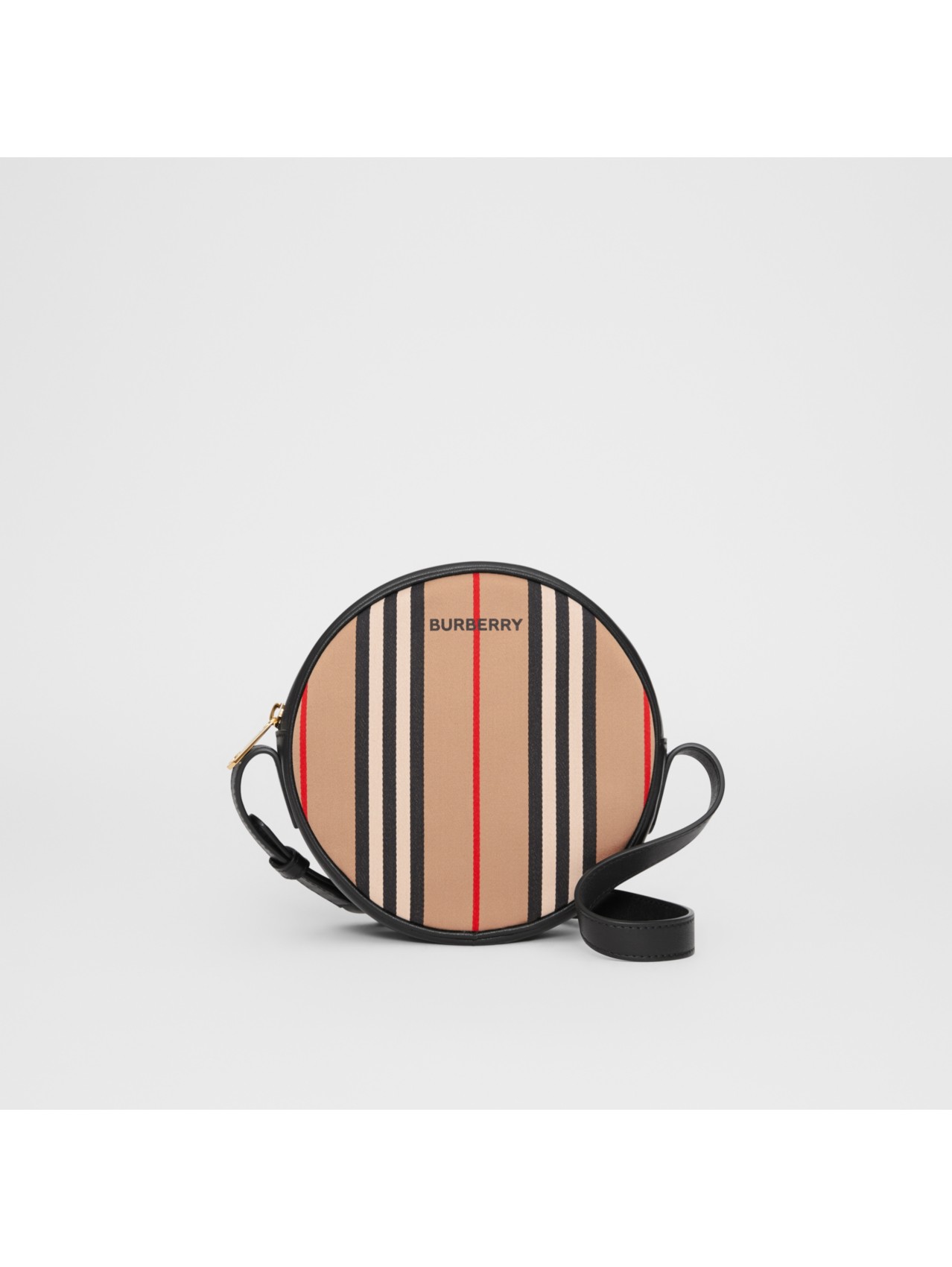 Sac à bandoulière en coton à rayures iconiques in Miel/noir