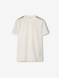 Check Trim Cotton T-shirt in White
