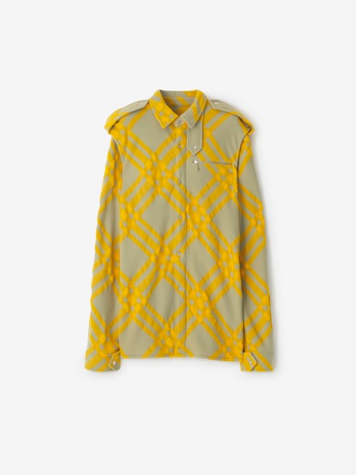 Burberry Check Wool Blend Shirt In Yellow