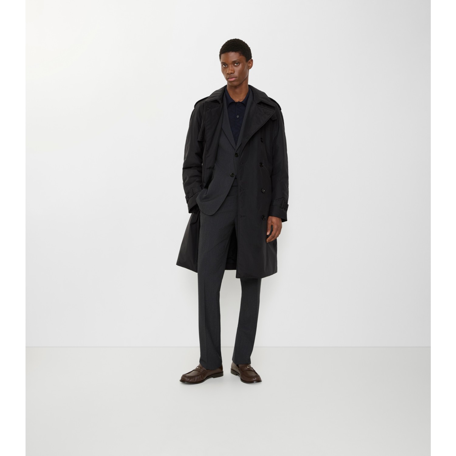 Long Cotton Nylon Padded Trench Coat