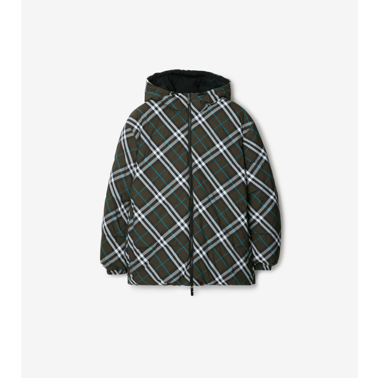 Reversible Check Nylon Puffer Jacket