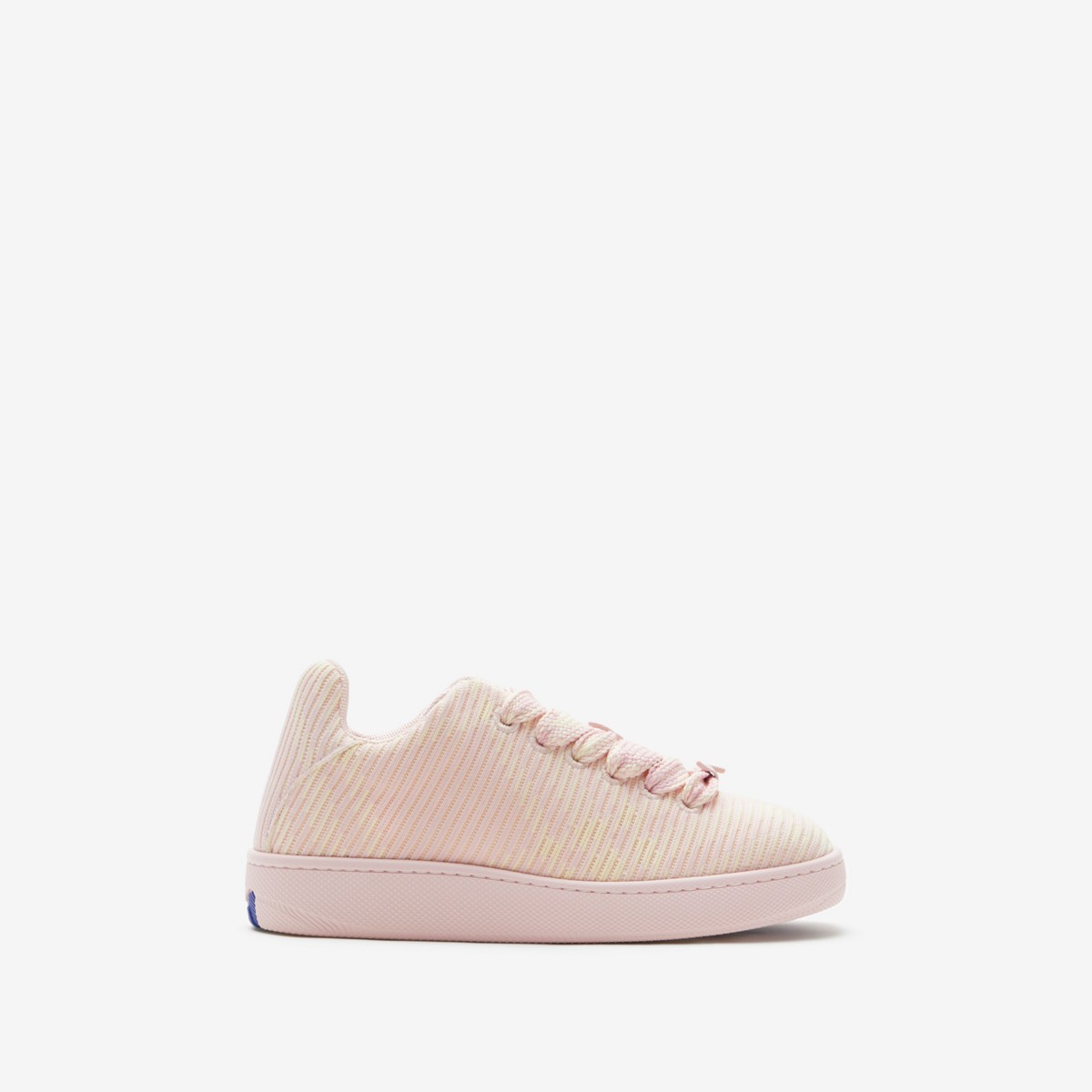 Shop Burberry Check Knit Box Sneakers In Cameo